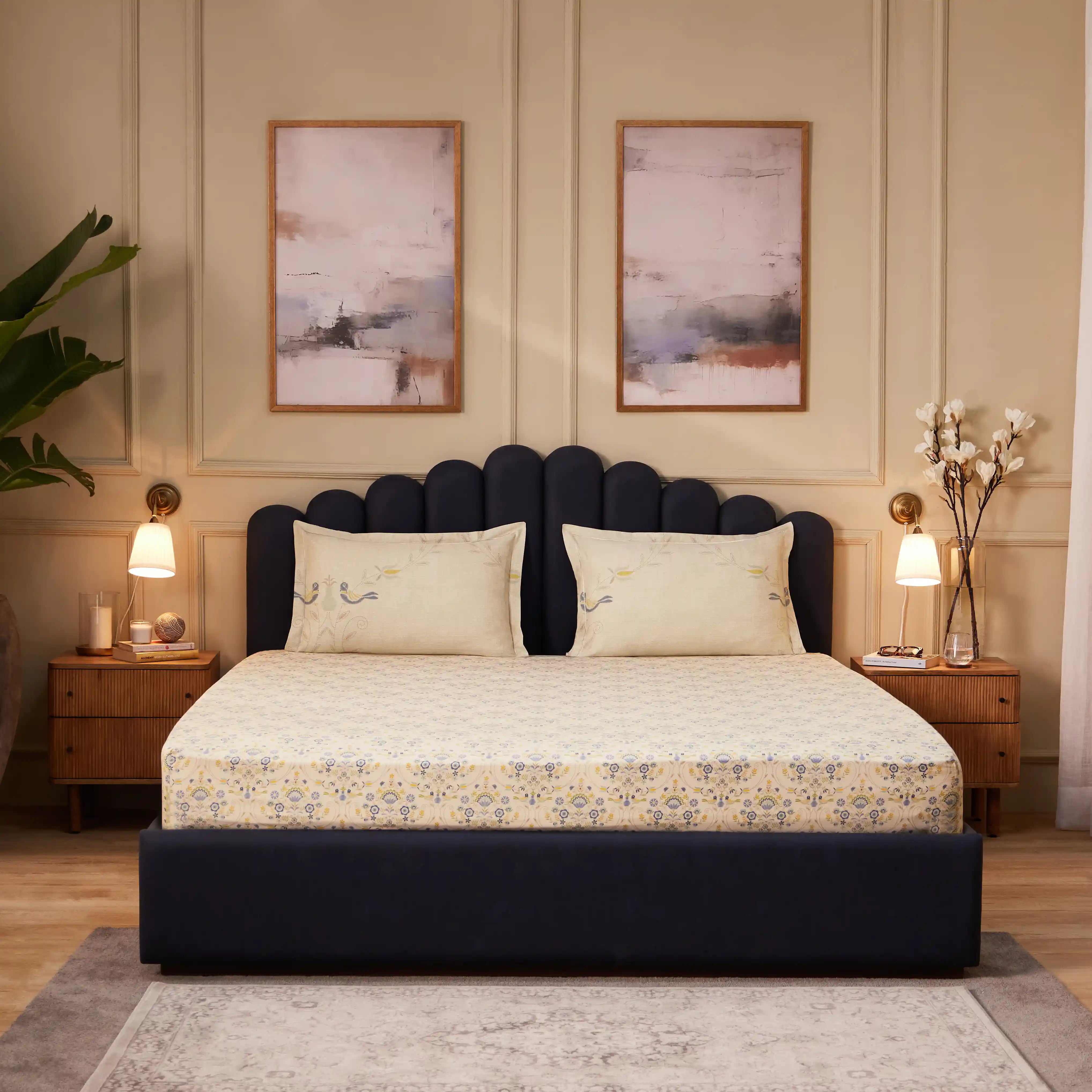 Fergana 100% Cotton  King Fitted Sheet Set Multicolour / King
