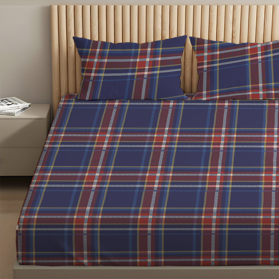 Serene Nest Printed Fitted Sheet Set Blue Green / King