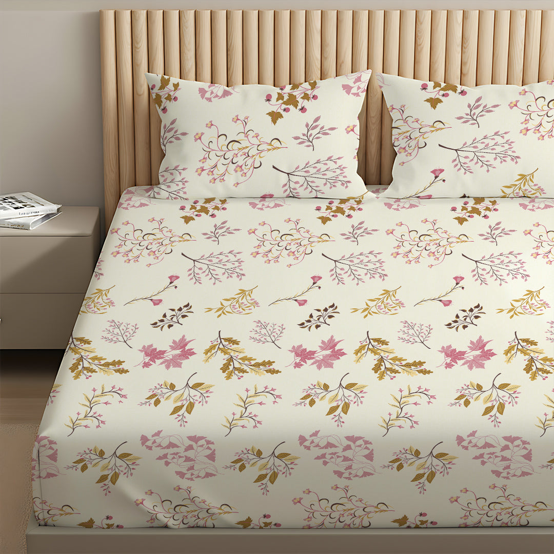 Serene Nest Printed Fitted Sheet Set Gold / King