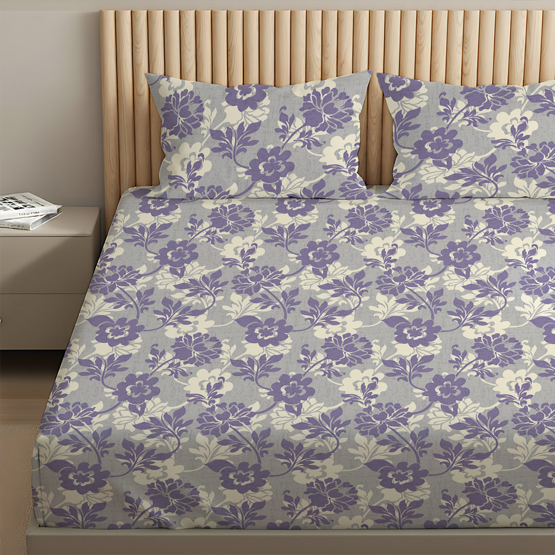 Serene Nest Printed Fitted Sheet Set Blue Red / Queen