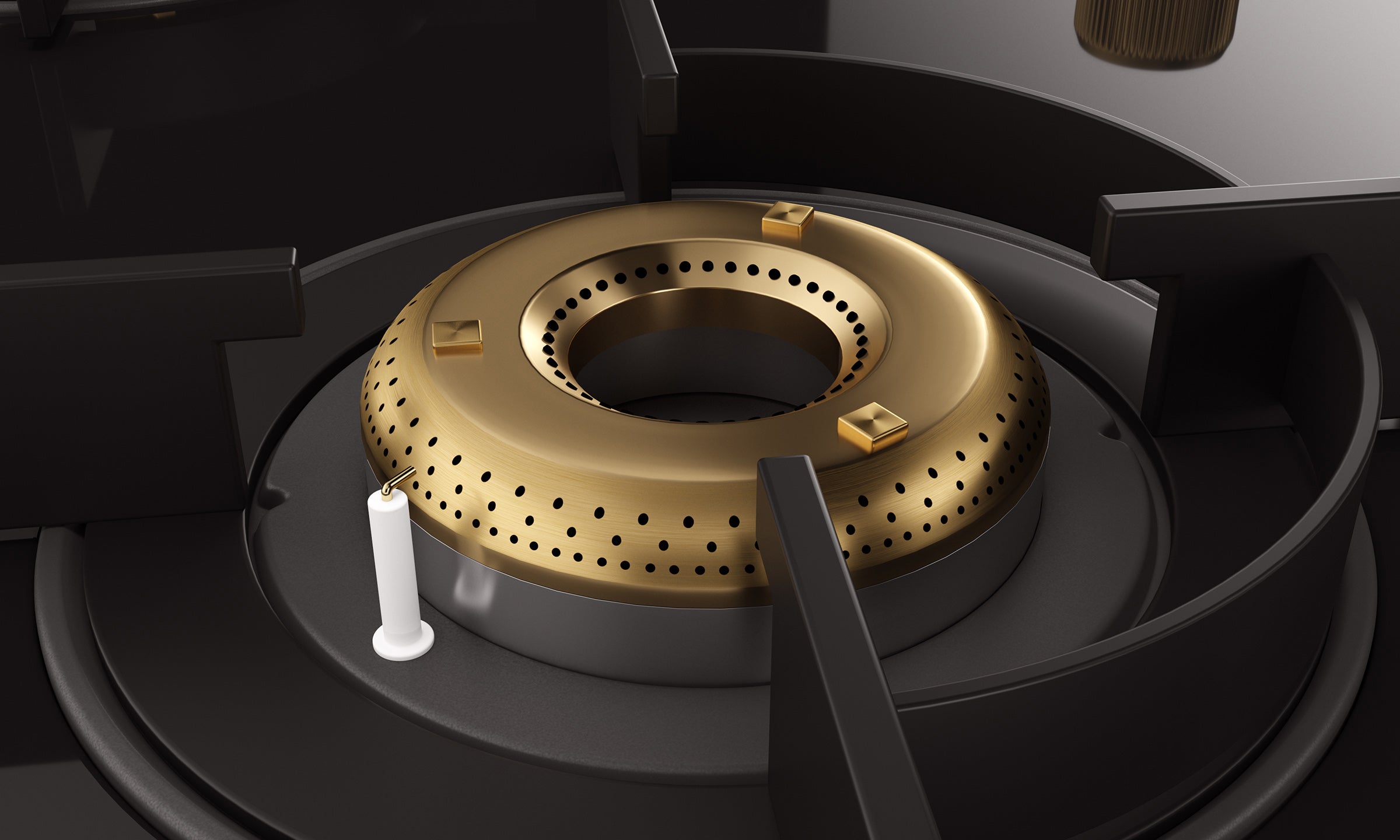 Intellia by Livspace 3 Brass Burner 770mm with Auto Ignition Gloss finish Cooktop  | Intellia CT 77 3B