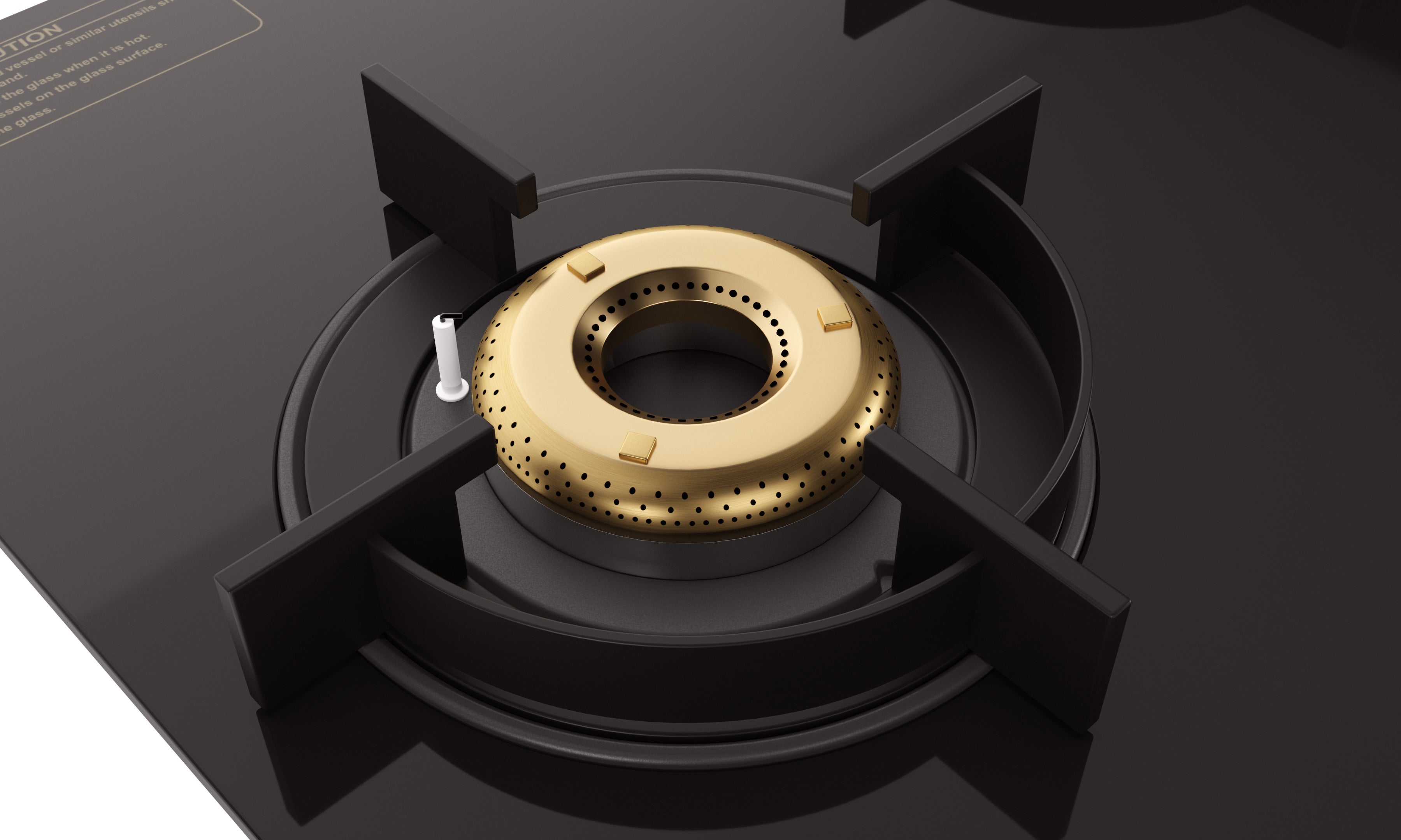 Intellia by Livspace 3 Brass Burner 770mm with Auto Ignition Gloss finish Cooktop  | Intellia CT 77 3B