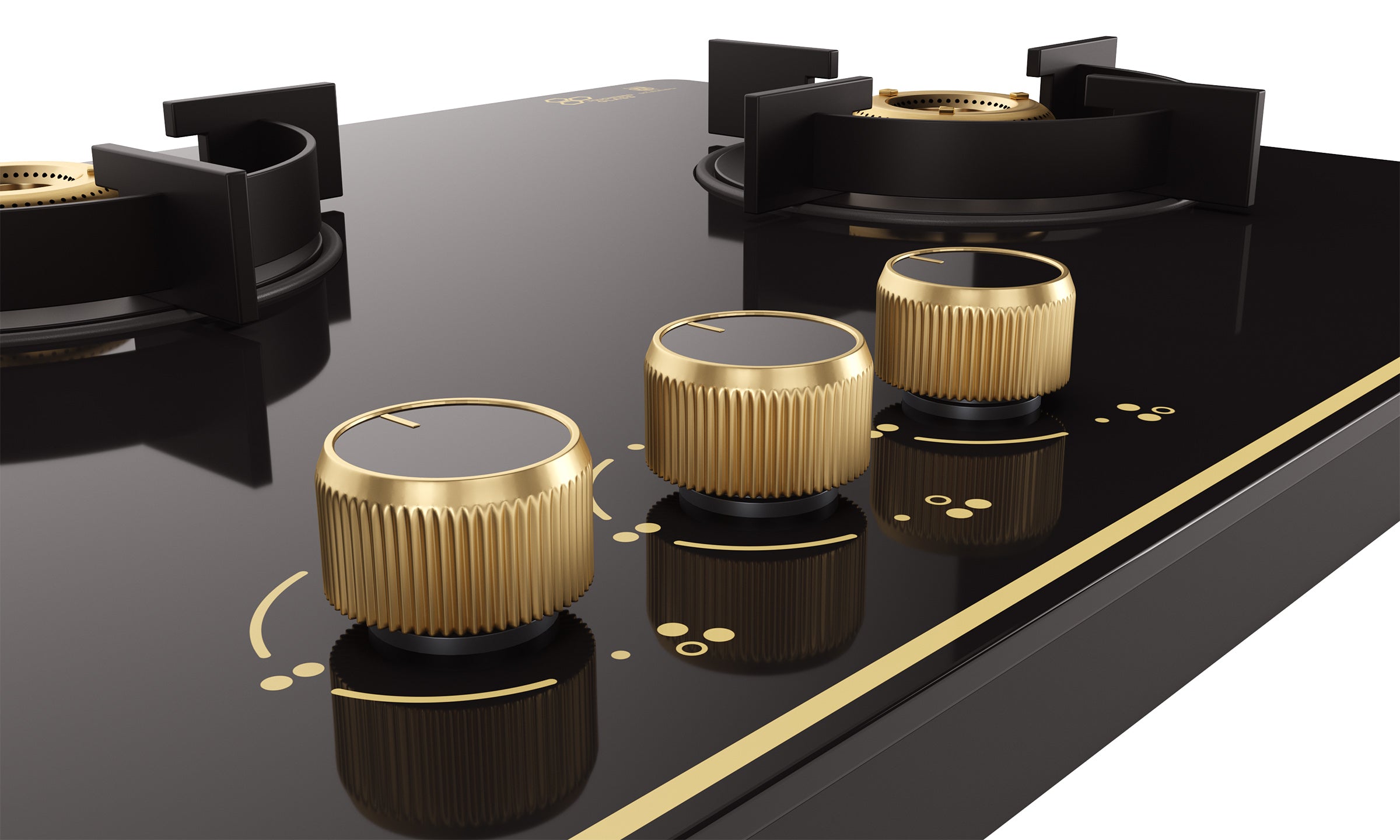 Intellia by Livspace 3 Brass Burner 770mm with Auto Ignition Gloss finish Cooktop  | Intellia CT 77 3B