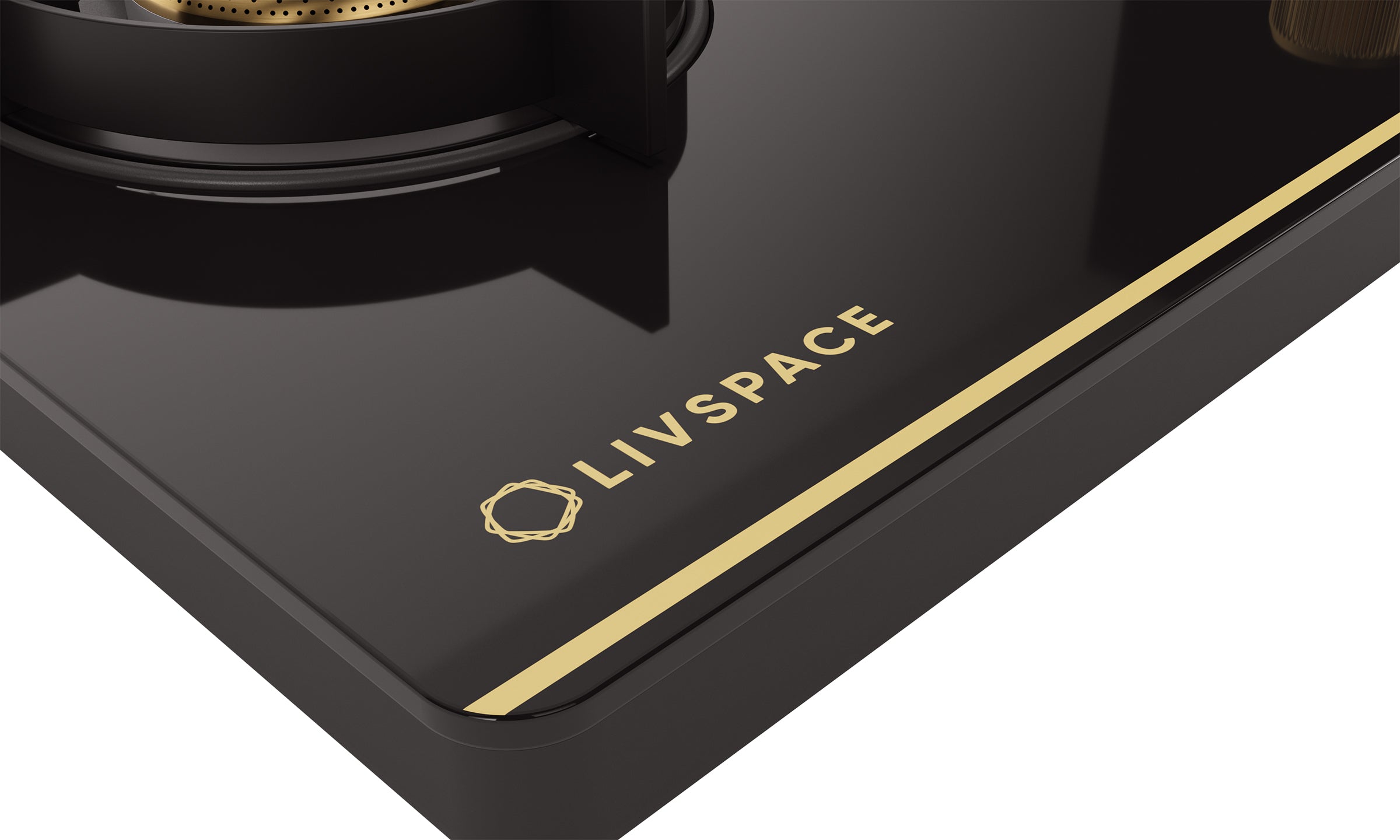 Intellia by Livspace 3 Brass Burner 770mm with Auto Ignition Gloss finish Cooktop  | Intellia CT 77 3B
