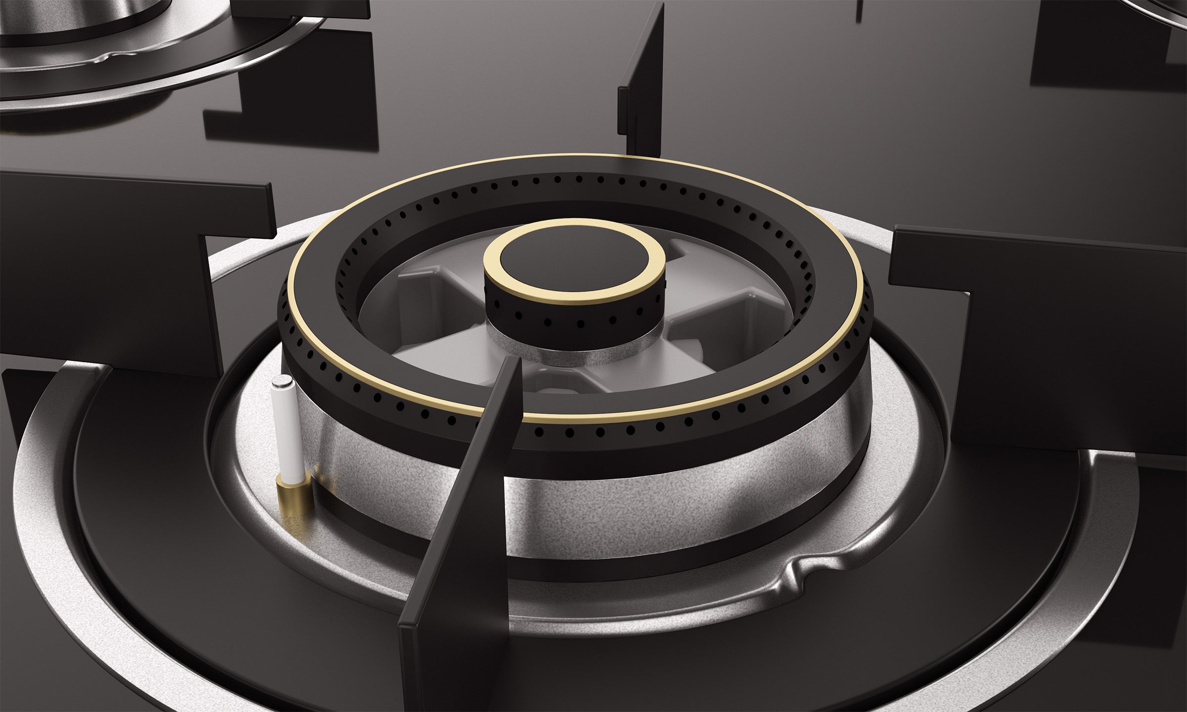 Optima by Livspace 4 Brass Burner 600mm with Auto Ignition gloss finish Hob  | Optima HB 4B 60