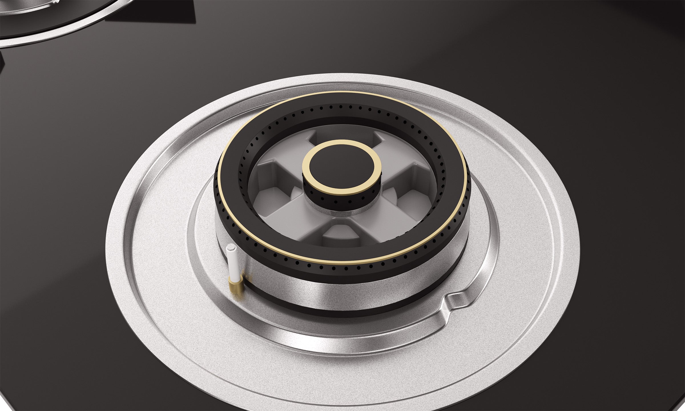 Optima by Livspace 4 Brass Burner 600mm with Auto Ignition gloss finish Hob  | Optima HB 4B 60