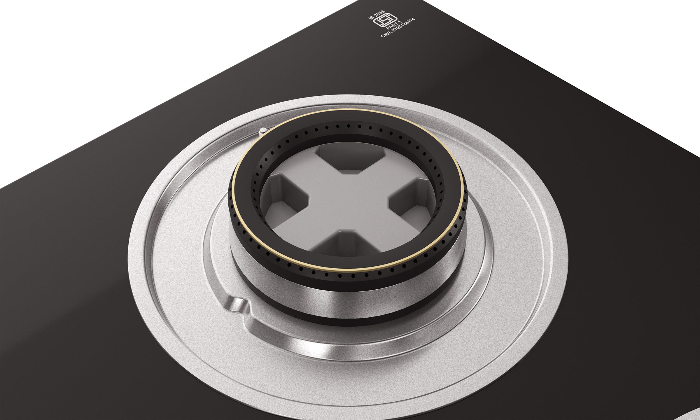 Optima by Livspace 4 Brass Burner 600mm with Auto Ignition gloss finish Hob  | Optima HB 4B 60