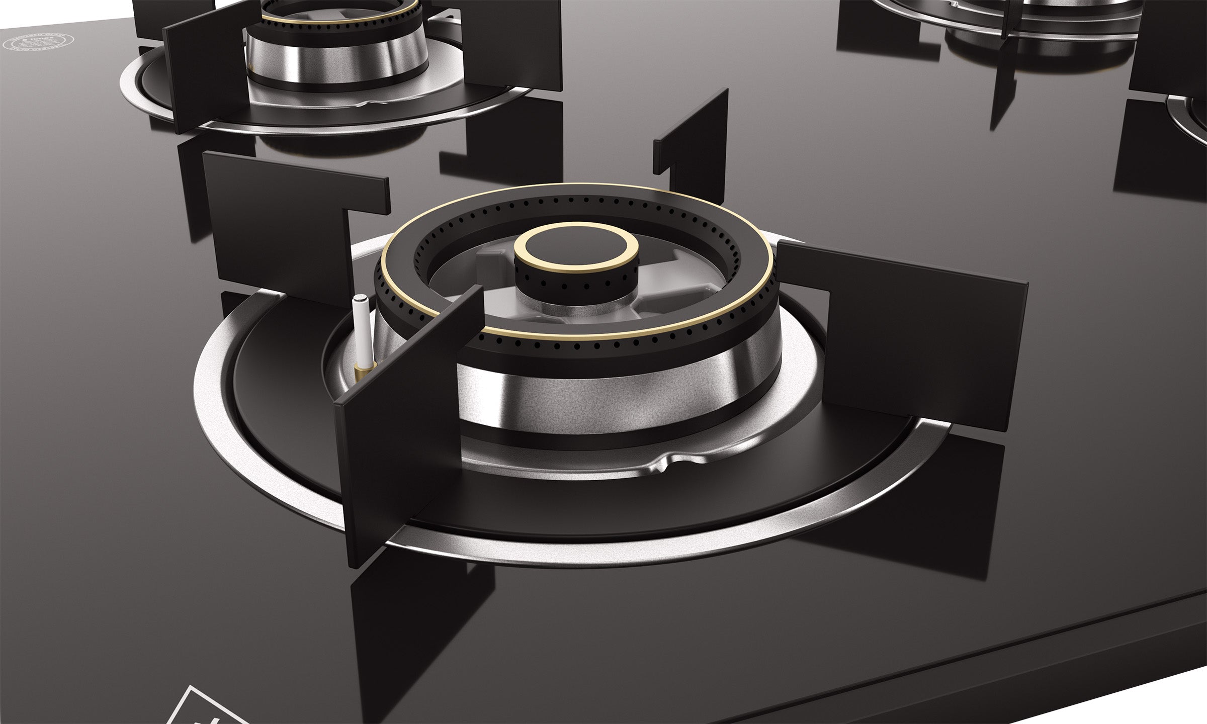 Optima by Livspace 4 Brass Burner 600mm with Auto Ignition gloss finish Hob  | Optima HB 4B 60