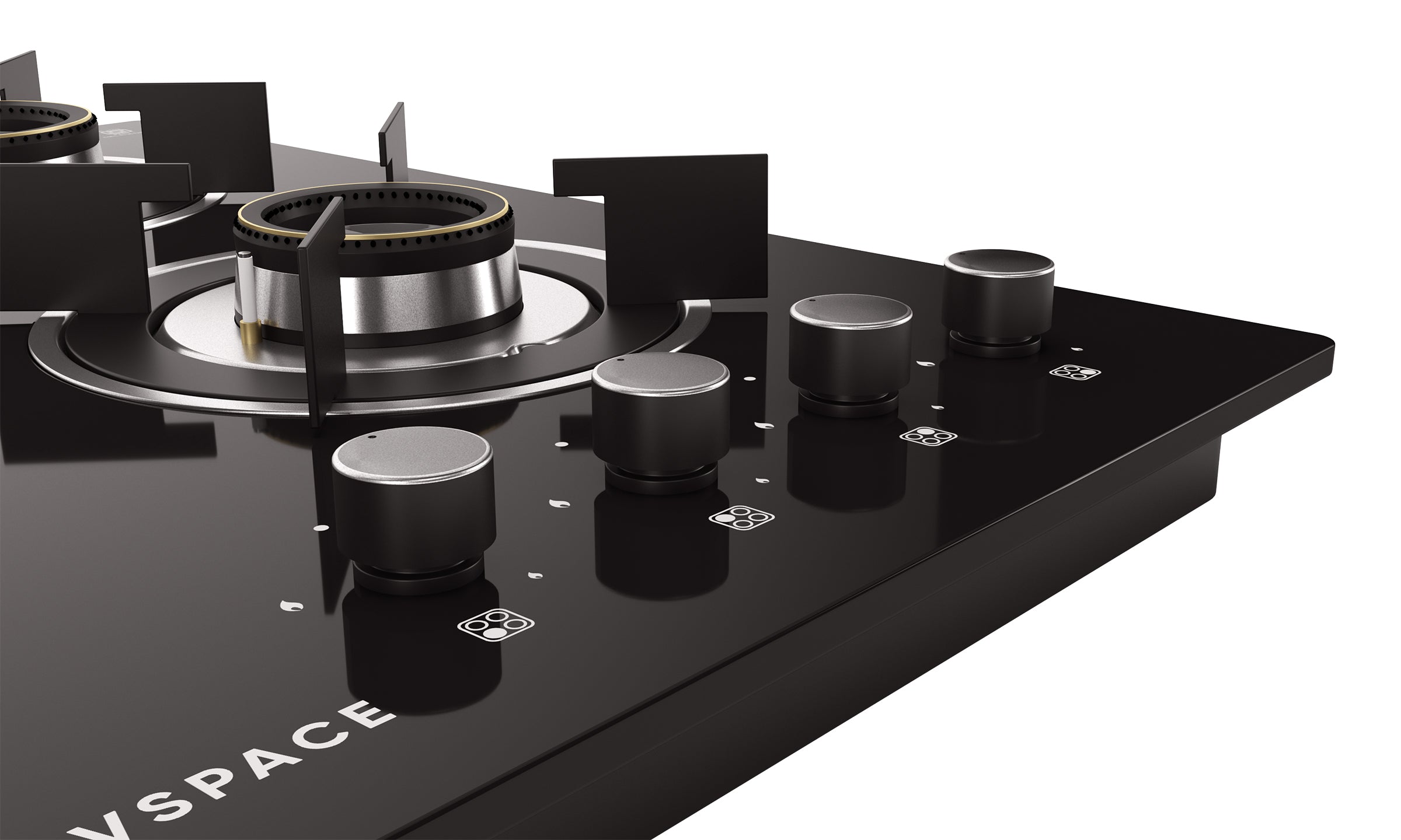 Optima by Livspace 4 Brass Burner 600mm with Auto Ignition gloss finish Hob  | Optima HB 4B 60