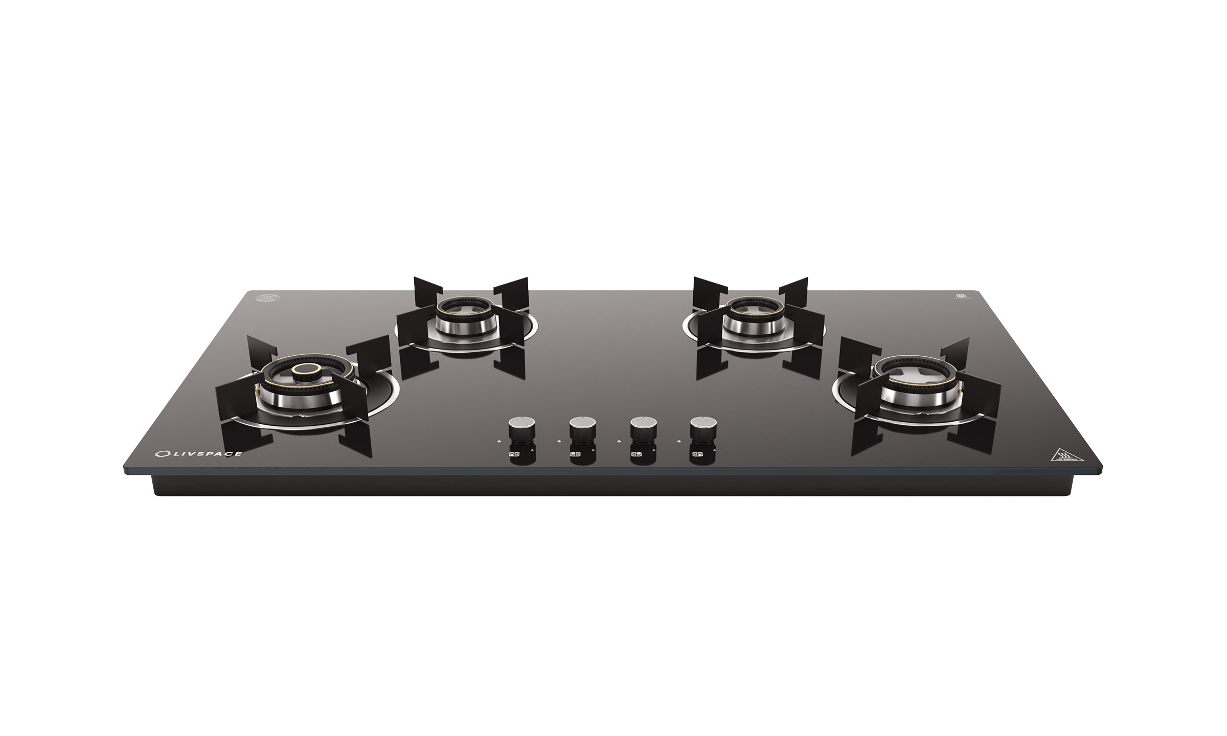 Optima by Livspace 4 Brass Burner 900mm with Auto Ignition gloss finish Hob  | Optima HB 4B 90