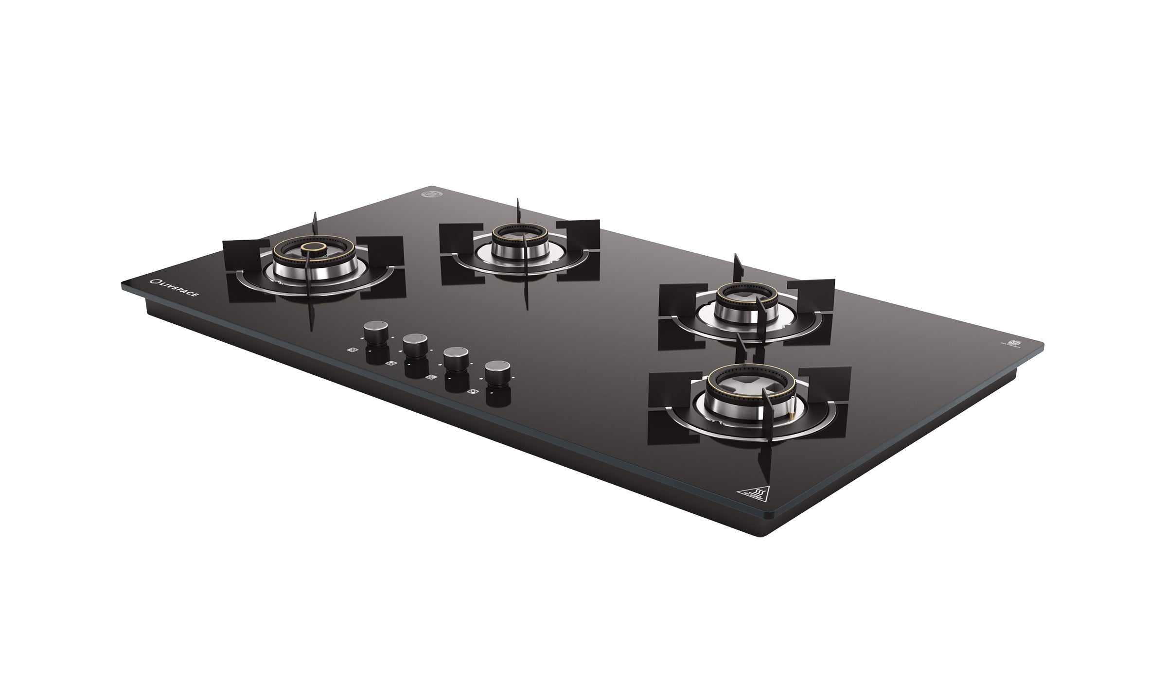 Optima by Livspace 4 Brass Burner 900mm with Auto Ignition gloss finish Hob  | Optima HB 4B 90