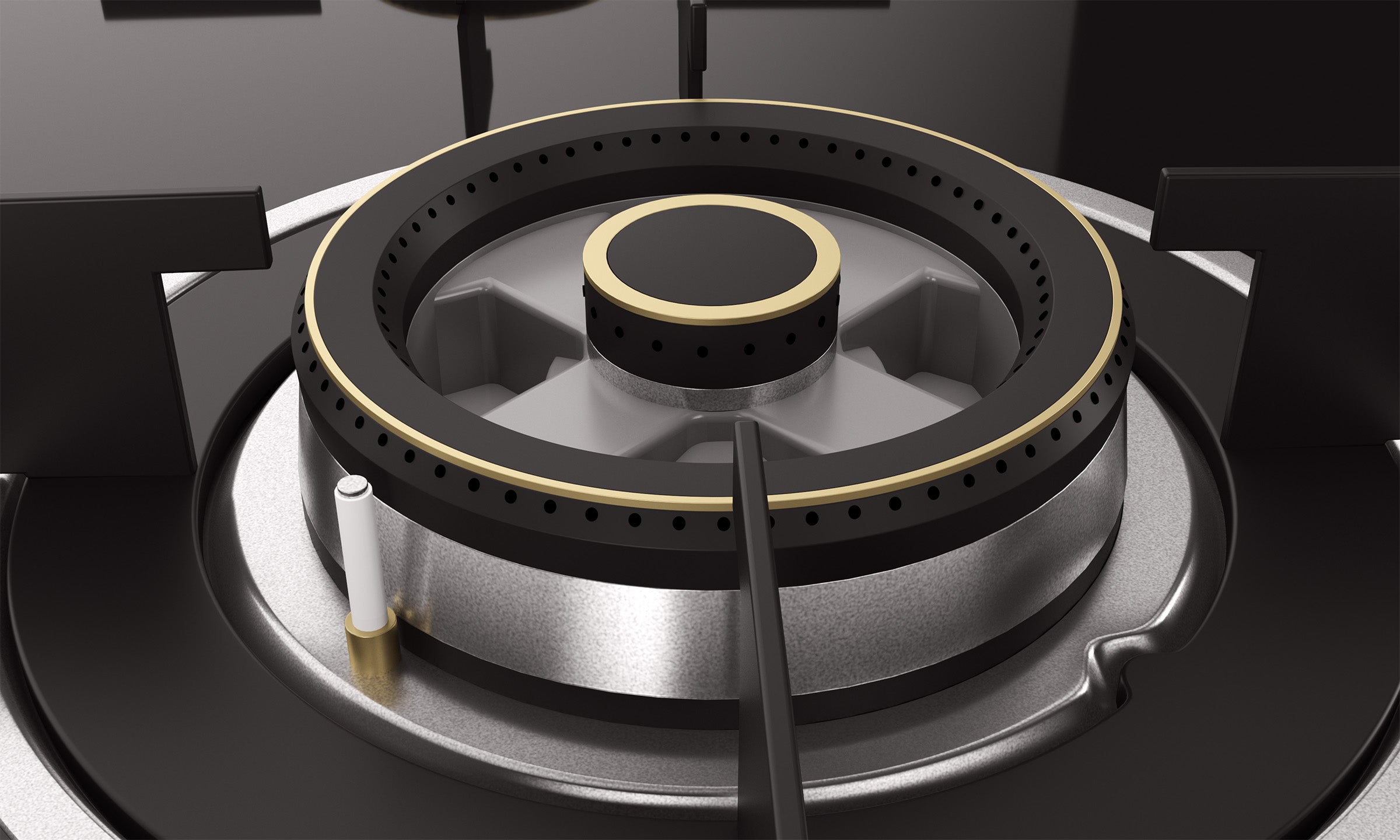 Optima by Livspace 4 Brass Burner 900mm with Auto Ignition gloss finish Hob  | Optima HB 4B 90