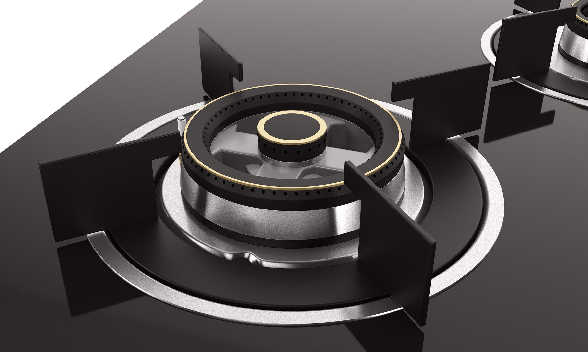 Optima by Livspace 4 Brass Burner 900mm with Auto Ignition gloss finish Hob  | Optima HB 4B 90