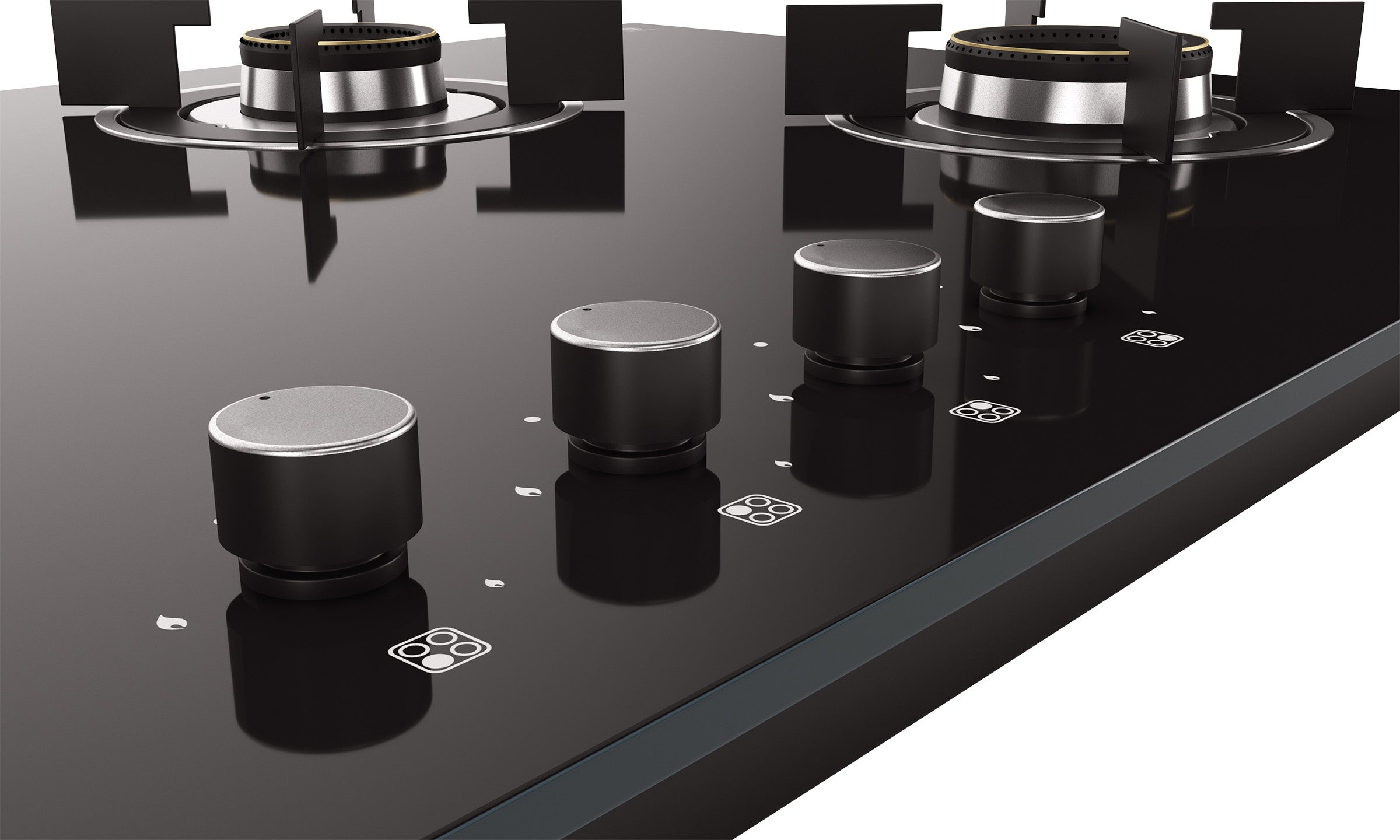 Optima by Livspace 4 Brass Burner 900mm with Auto Ignition gloss finish Hob  | Optima HB 4B 90