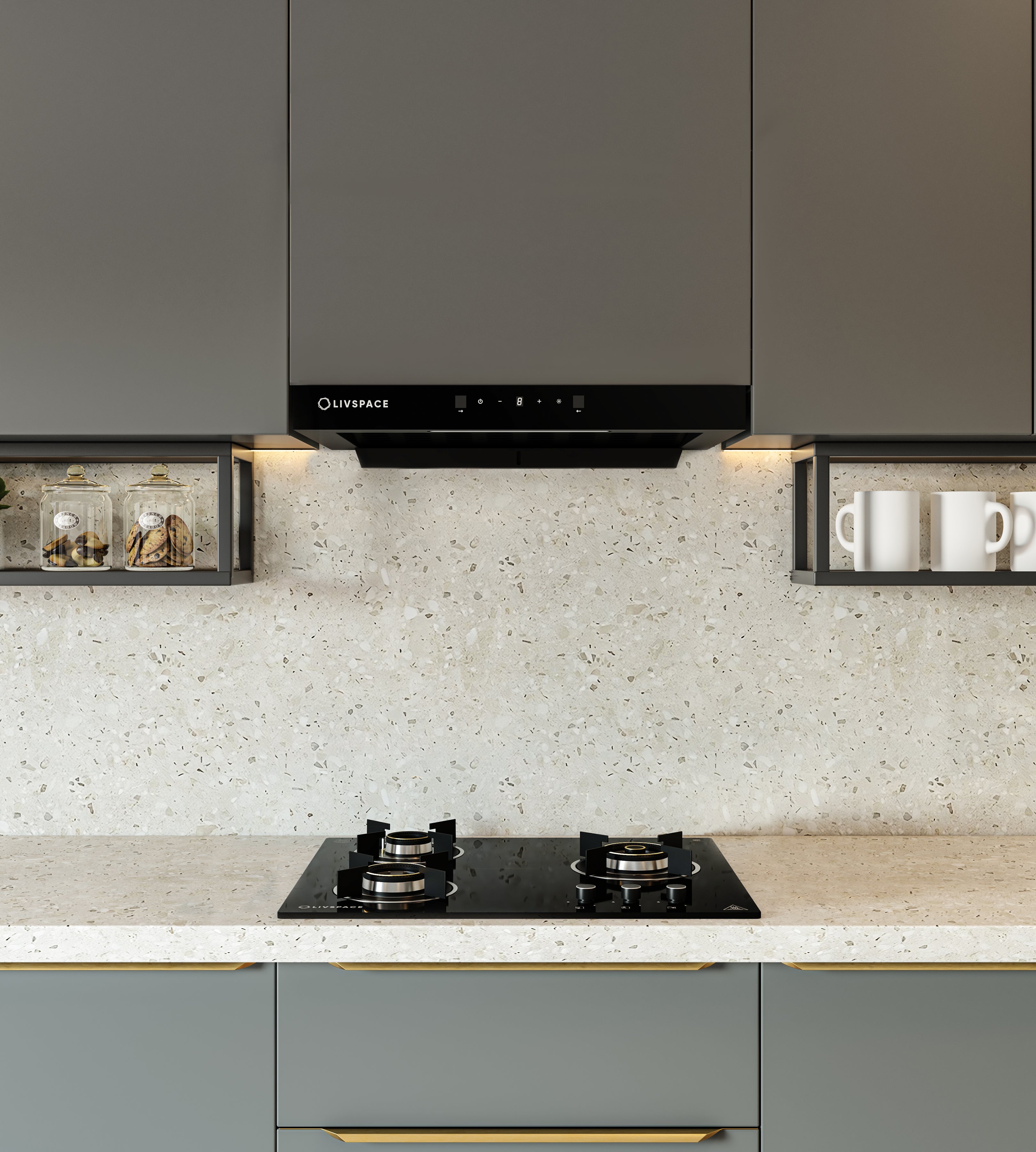 Optima by Livspace AutoClean T Shape chimney 600mm size 1200m3/h suction power (Ducted) | Optima CH T 60