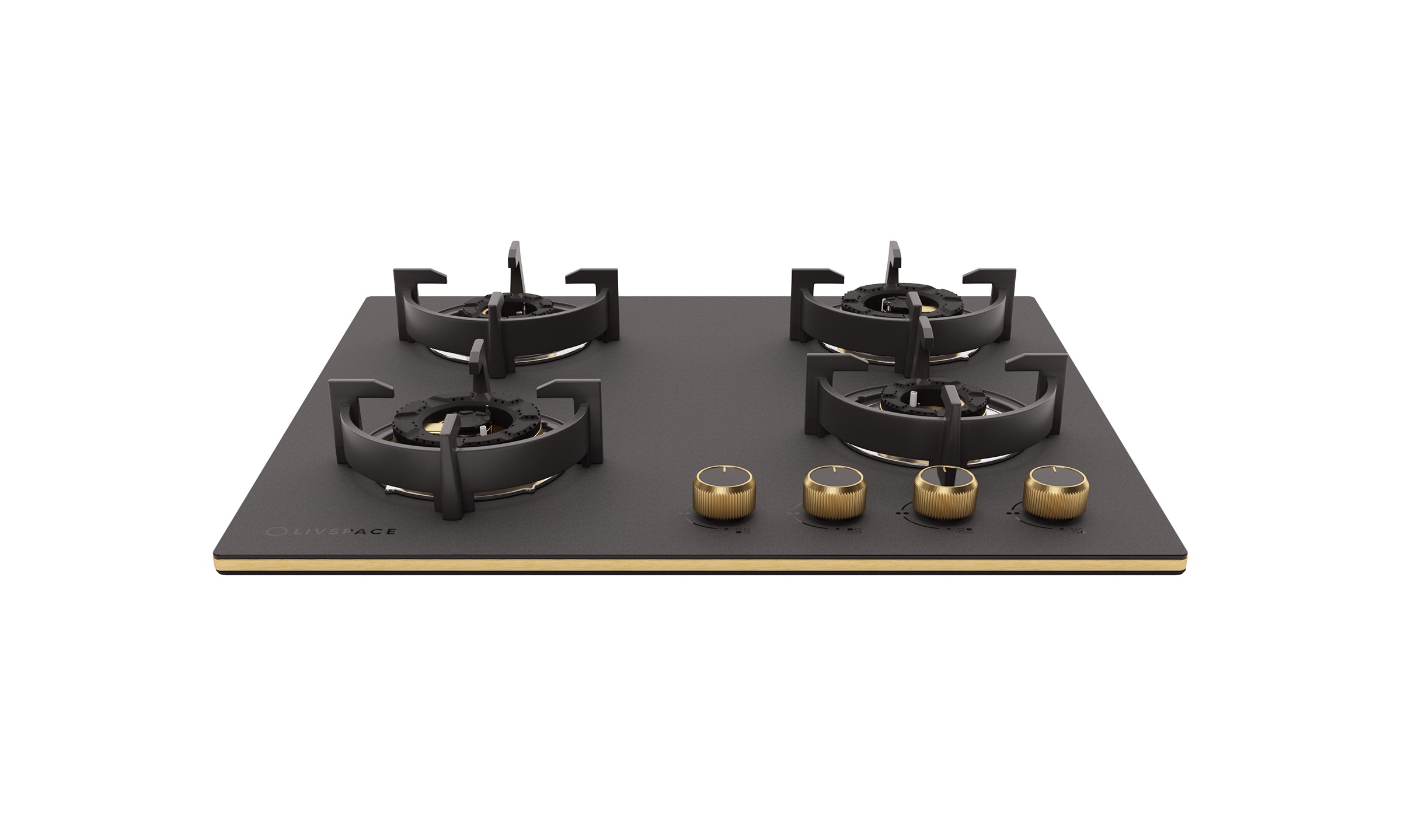Intellia by Livspace 4 Brass Burner FFD 595mm with Auto Ignition Matt finish Hob  | Intellia HB FFD 4B M 60
