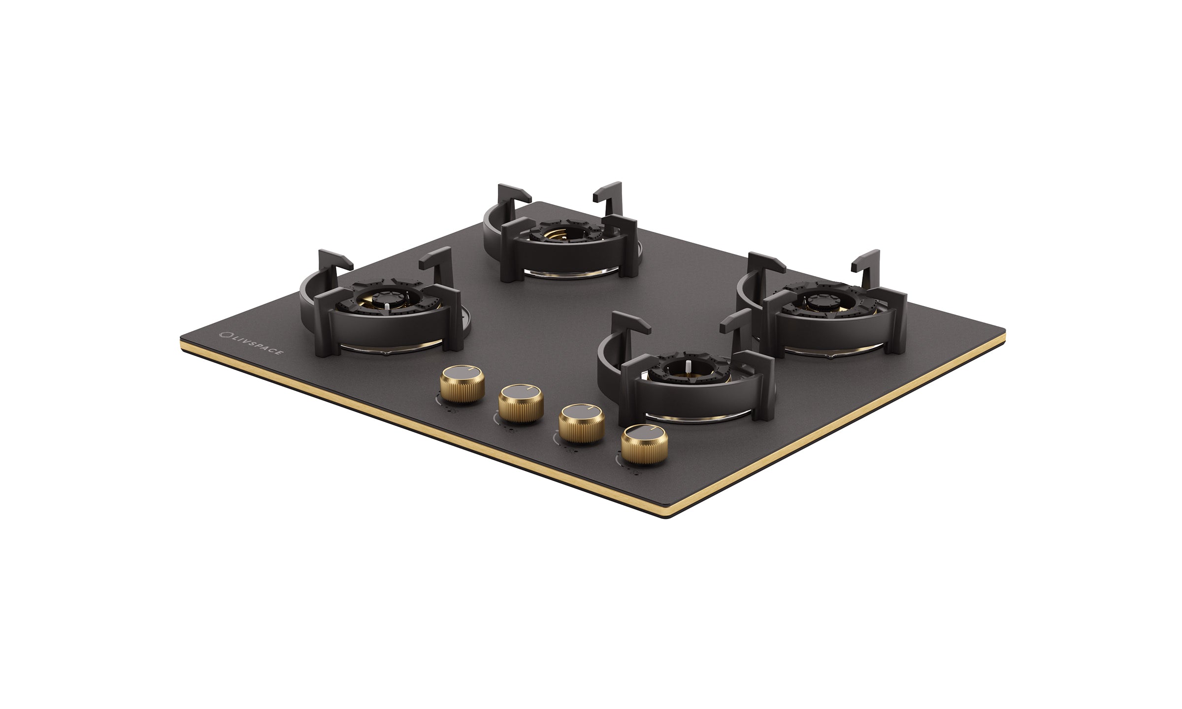 Intellia by Livspace 4 Brass Burner FFD 595mm with Auto Ignition Matt finish Hob  | Intellia HB FFD 4B M 60