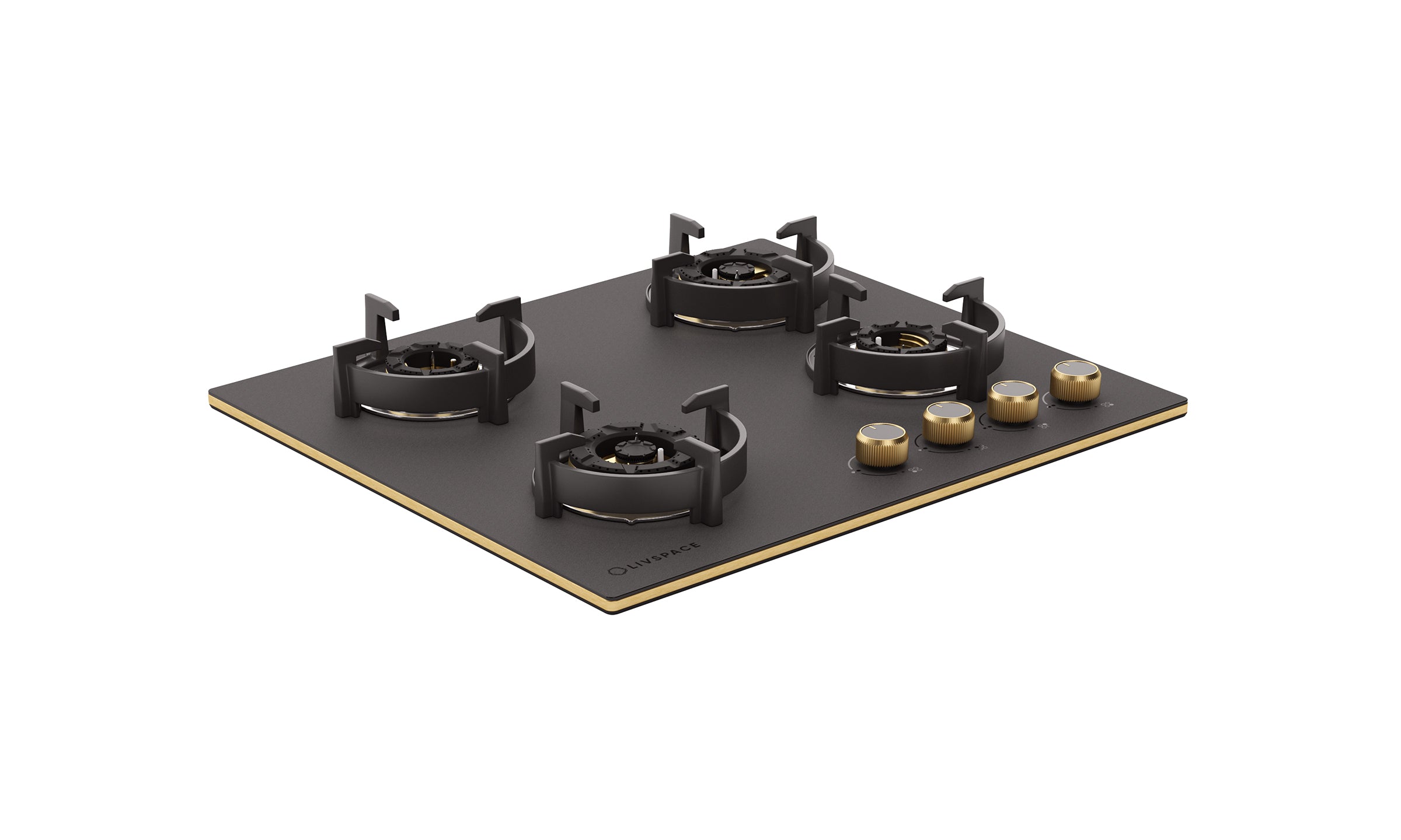 Intellia by Livspace 4 Brass Burner FFD 595mm with Auto Ignition Matt finish Hob  | Intellia HB FFD 4B M 60