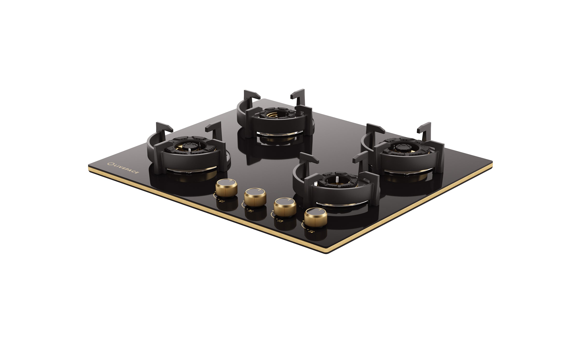 Intellia by Livspace 4 Brass Burner FFD 595mm with Auto Ignition Gloss finish Hob  | Intellia HB FFD 4B G 60