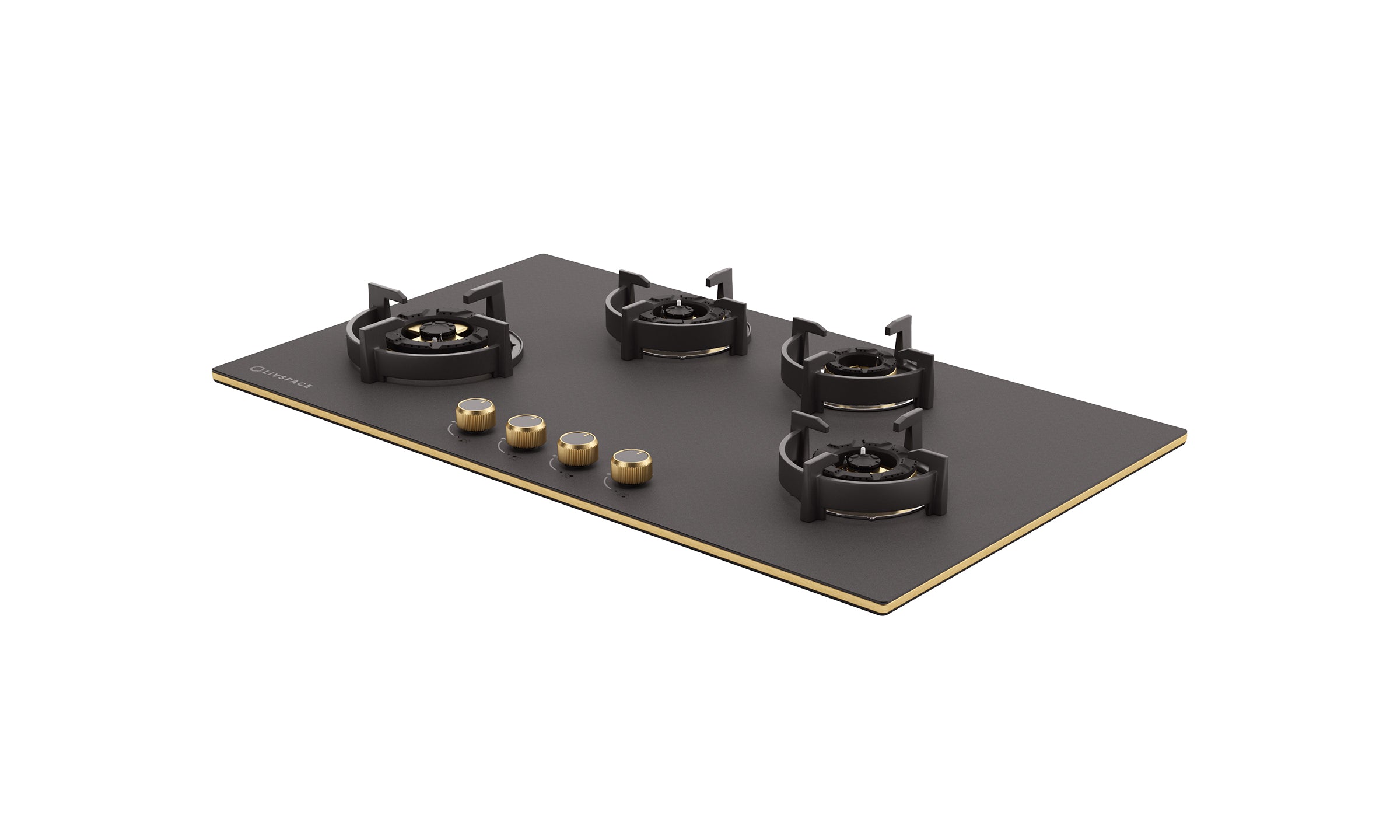 Intellia by Livspace 4 Brass Burner FFD 900mm with Auto Ignition Matt finish Hob  | Intellia HB FFD 4B M 90