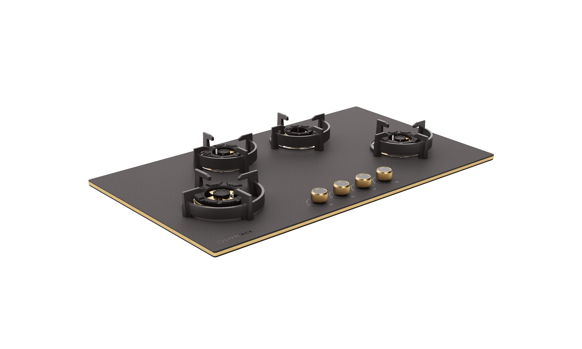 Intellia by Livspace 4 Brass Burner FFD 900mm with Auto Ignition Matt finish Hob  | Intellia HB FFD 4B M 90