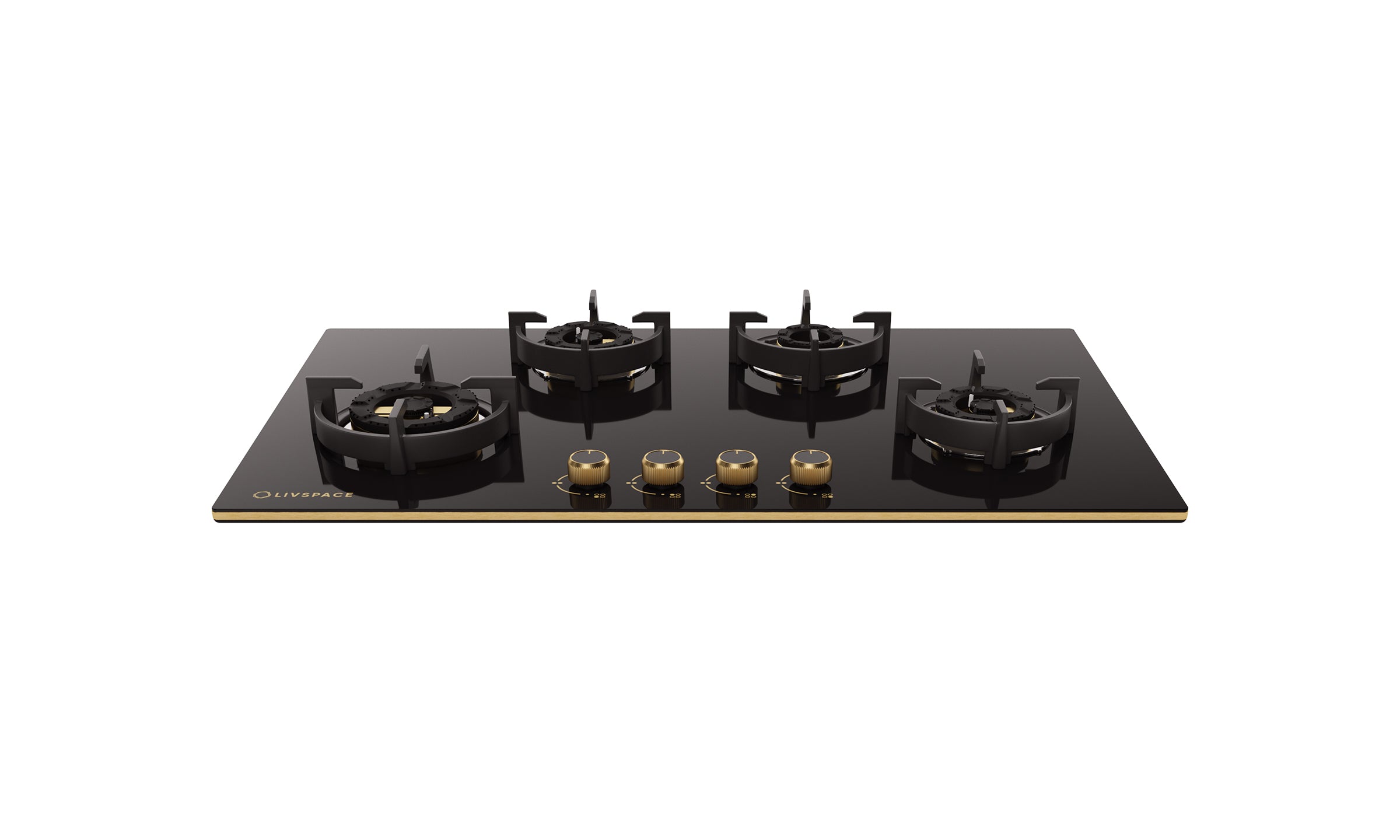 Intellia by Livspace 4 Brass Burner FFD 900mm with Auto Ignition Gloss finish Hob  | Intellia HB FFD 4B G 90