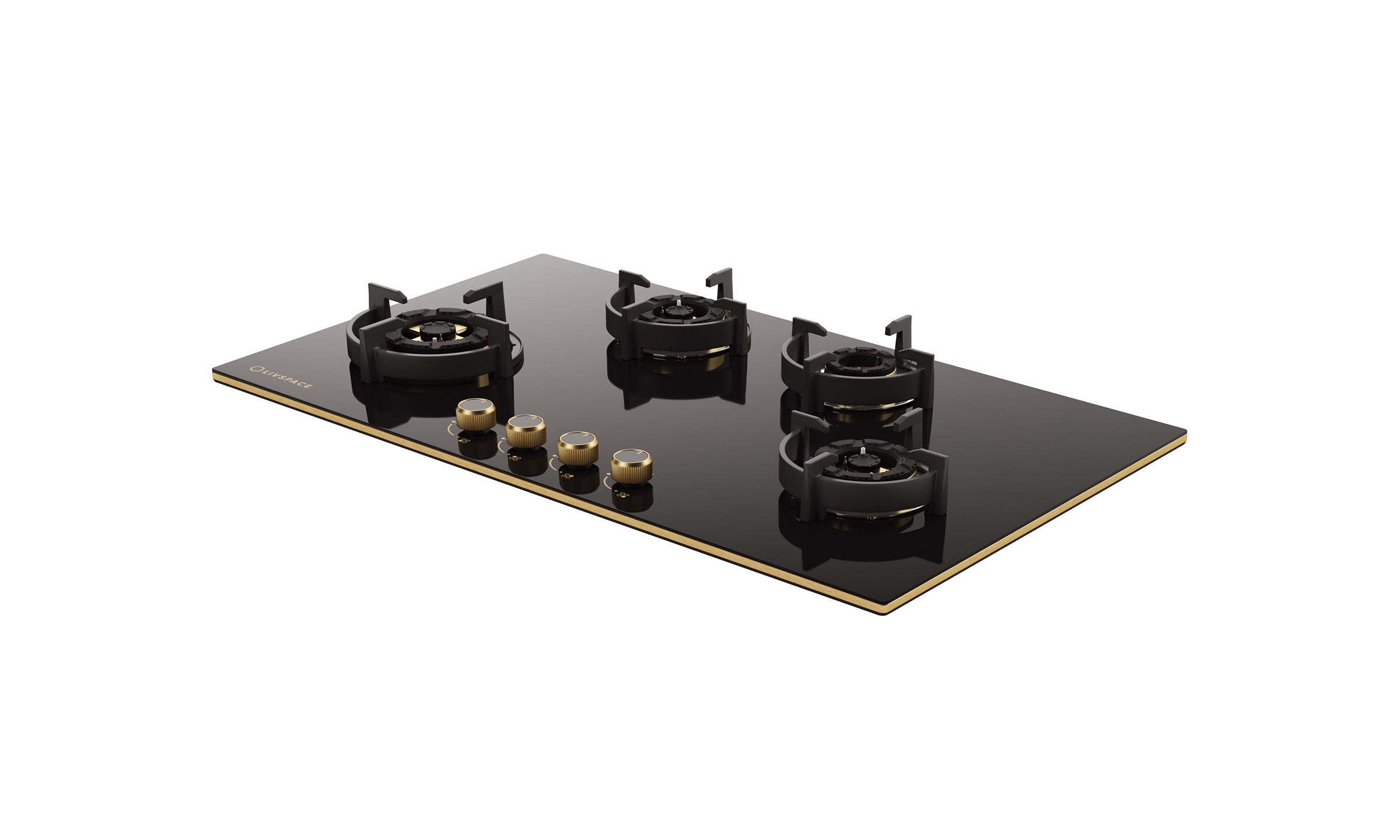 Intellia by Livspace 4 Brass Burner FFD 900mm with Auto Ignition Gloss finish Hob  | Intellia HB FFD 4B G 90
