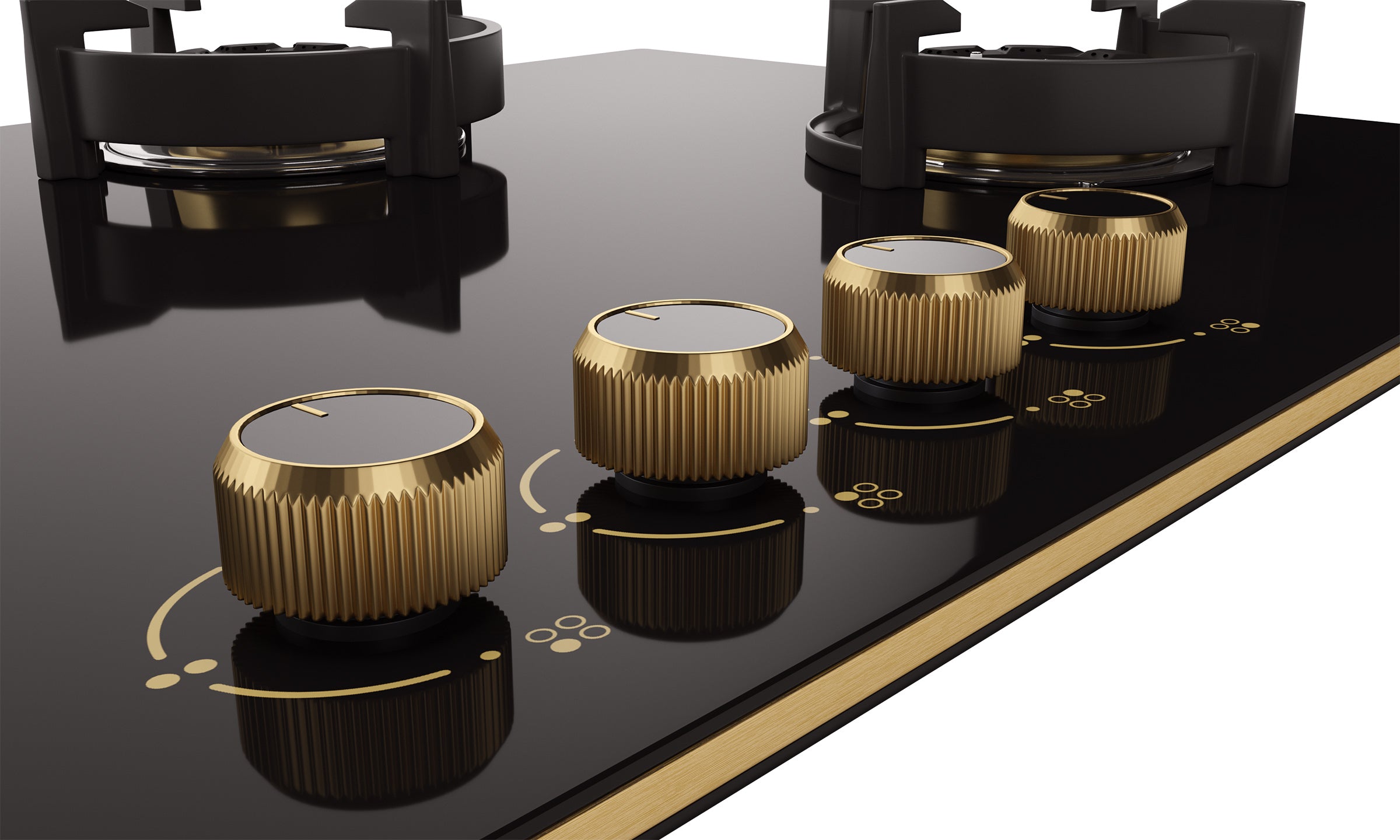 Intellia by Livspace 4 Brass Burner FFD 900mm with Auto Ignition Gloss finish Hob  | Intellia HB FFD 4B G 90