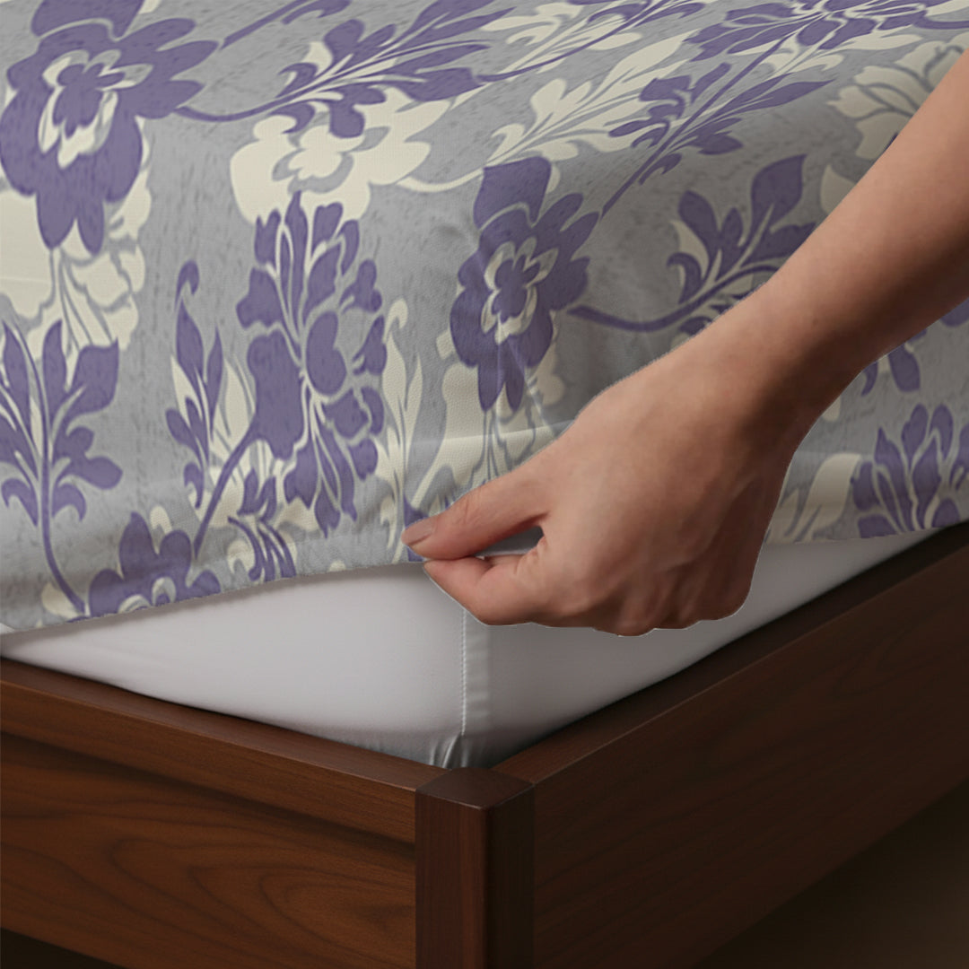 Serene Nest Printed Fitted Sheet Set Blue Red / King