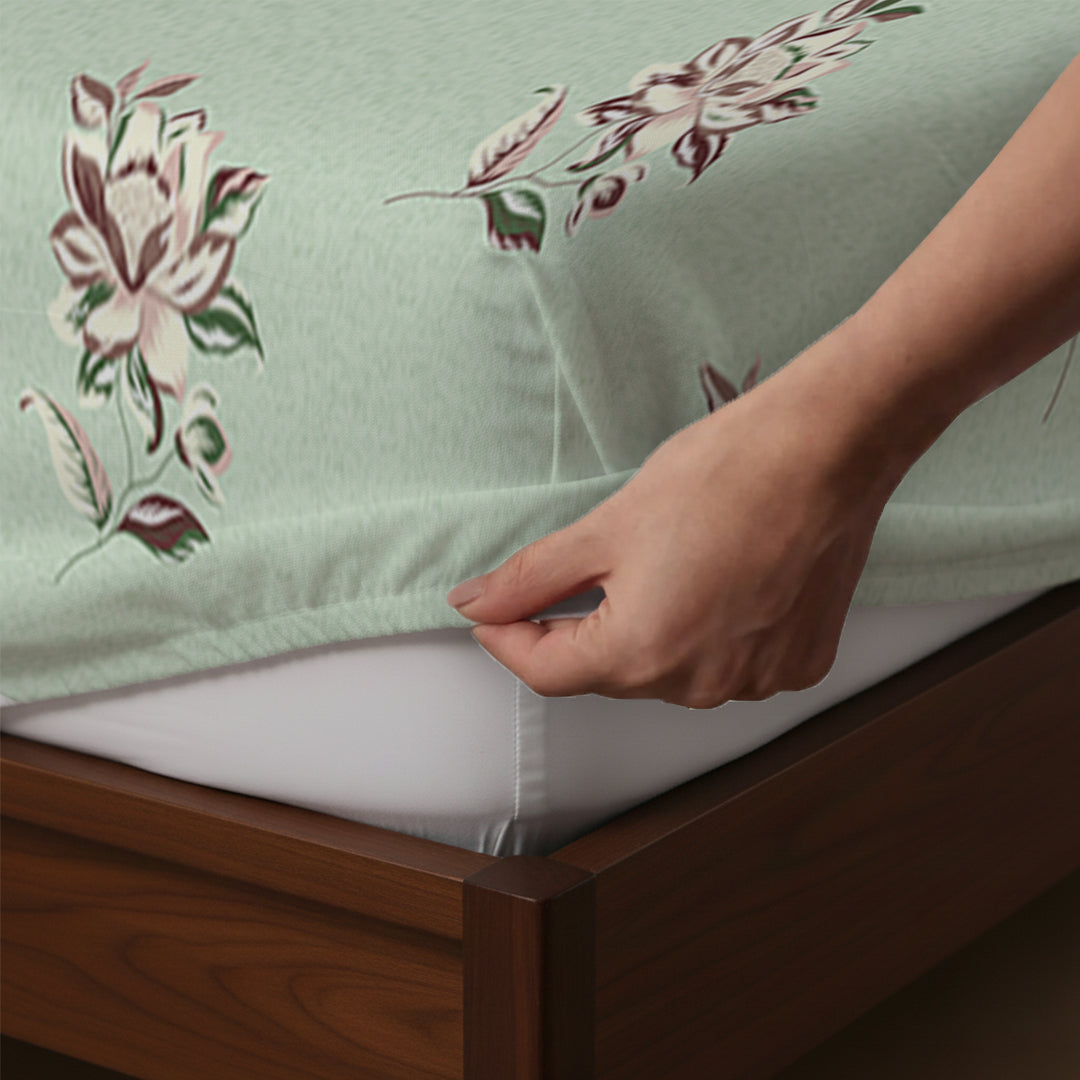 Serene Nest Printed Fitted Sheet Set Pistachio / King