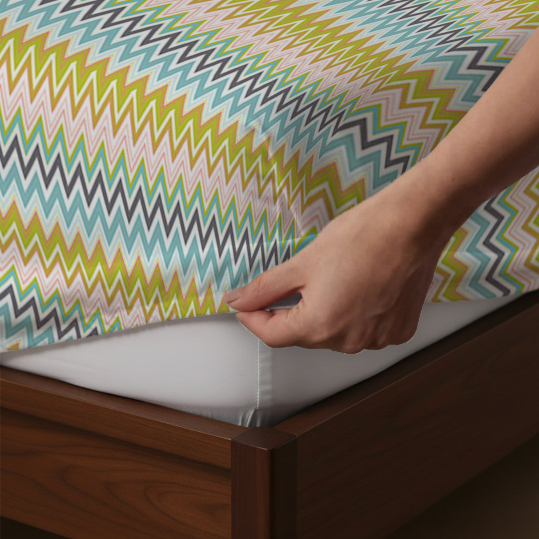 Pure Nest Printed Fitted Sheet Set Orange / King