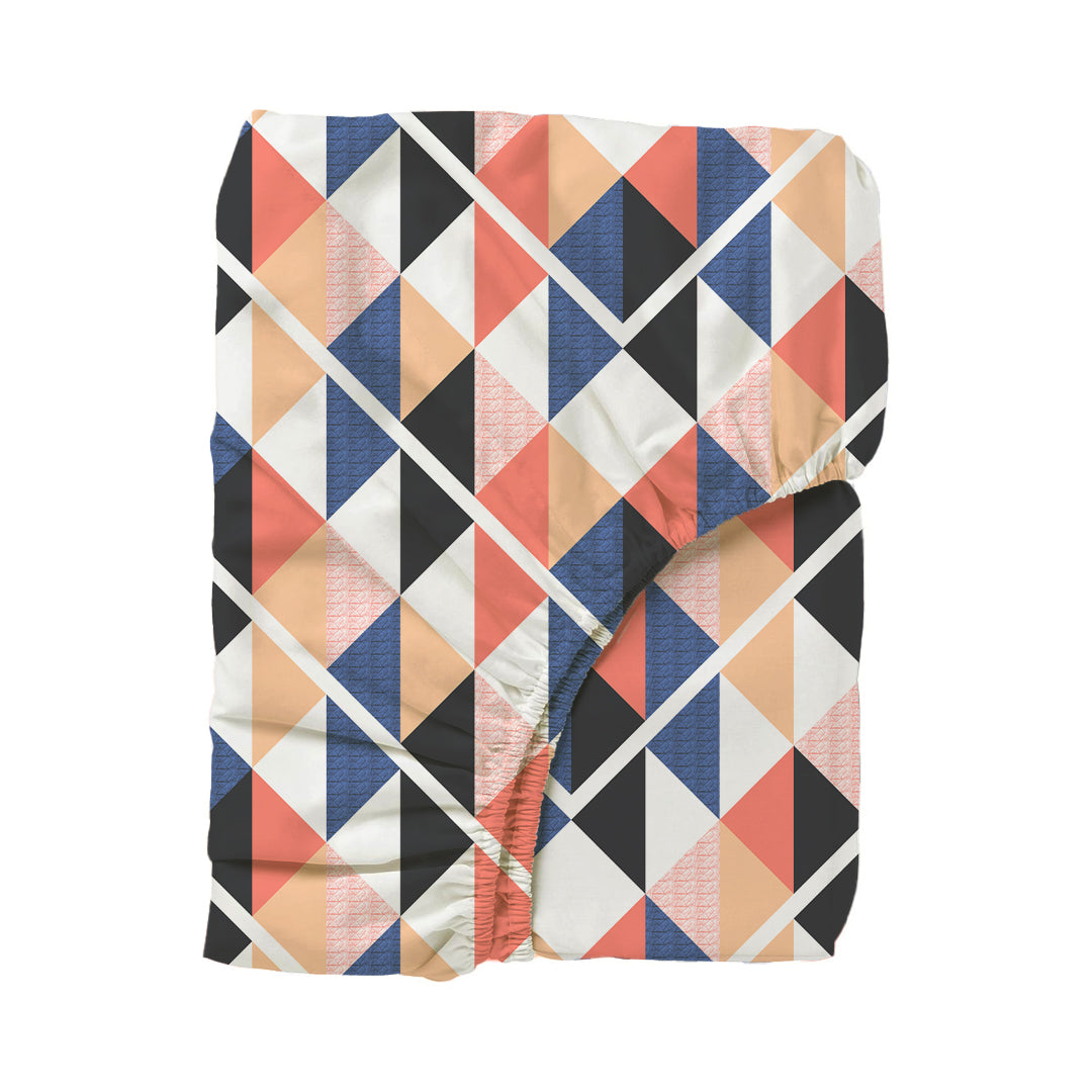 Pure Nest Printed Fitted Sheet Set Pink Blue / King