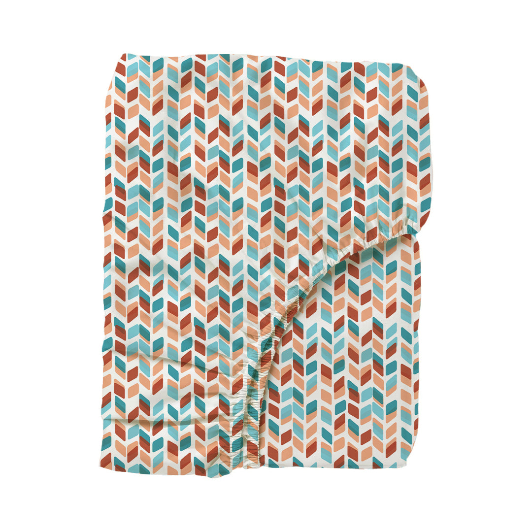 Pure Nest Printed Fitted Sheet Set Blue Rust / King
