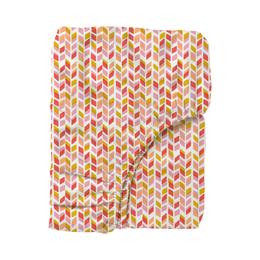 Pure Nest Printed Fitted Sheet Set Yellow Pink / King