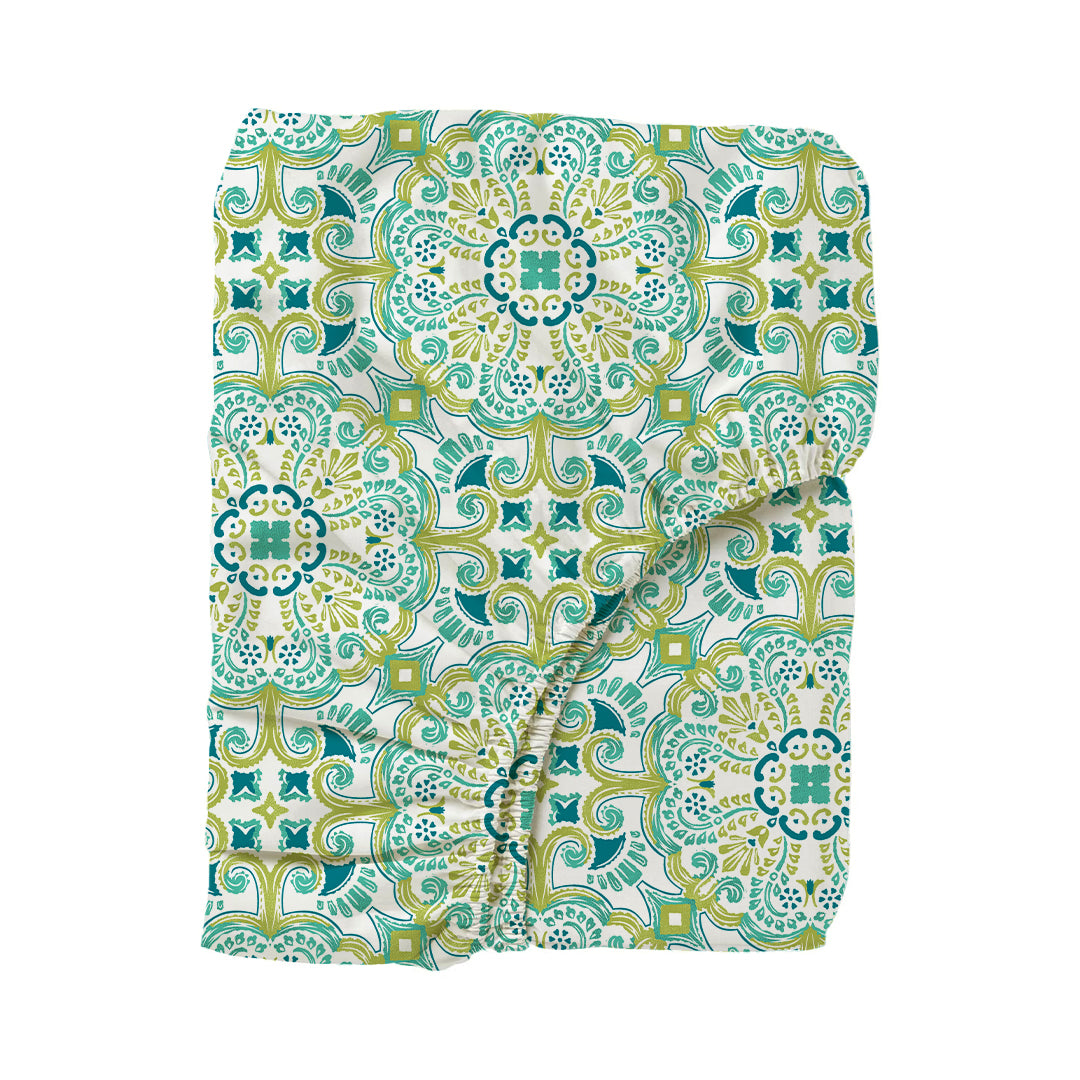 Pure Nest Printed Fitted Sheet Set Teal / King