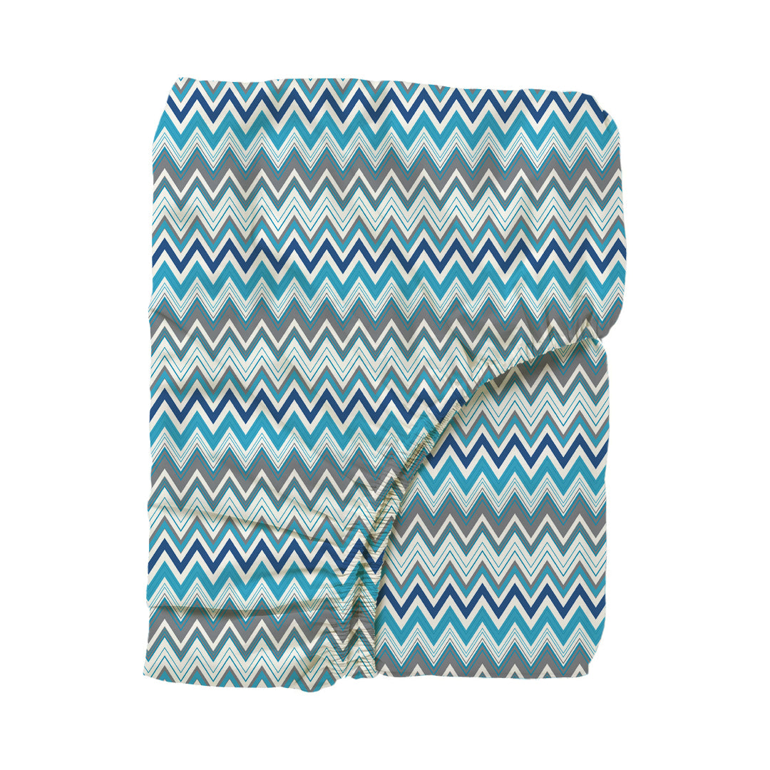 Pure Nest Printed Fitted Sheet Set Blue / King