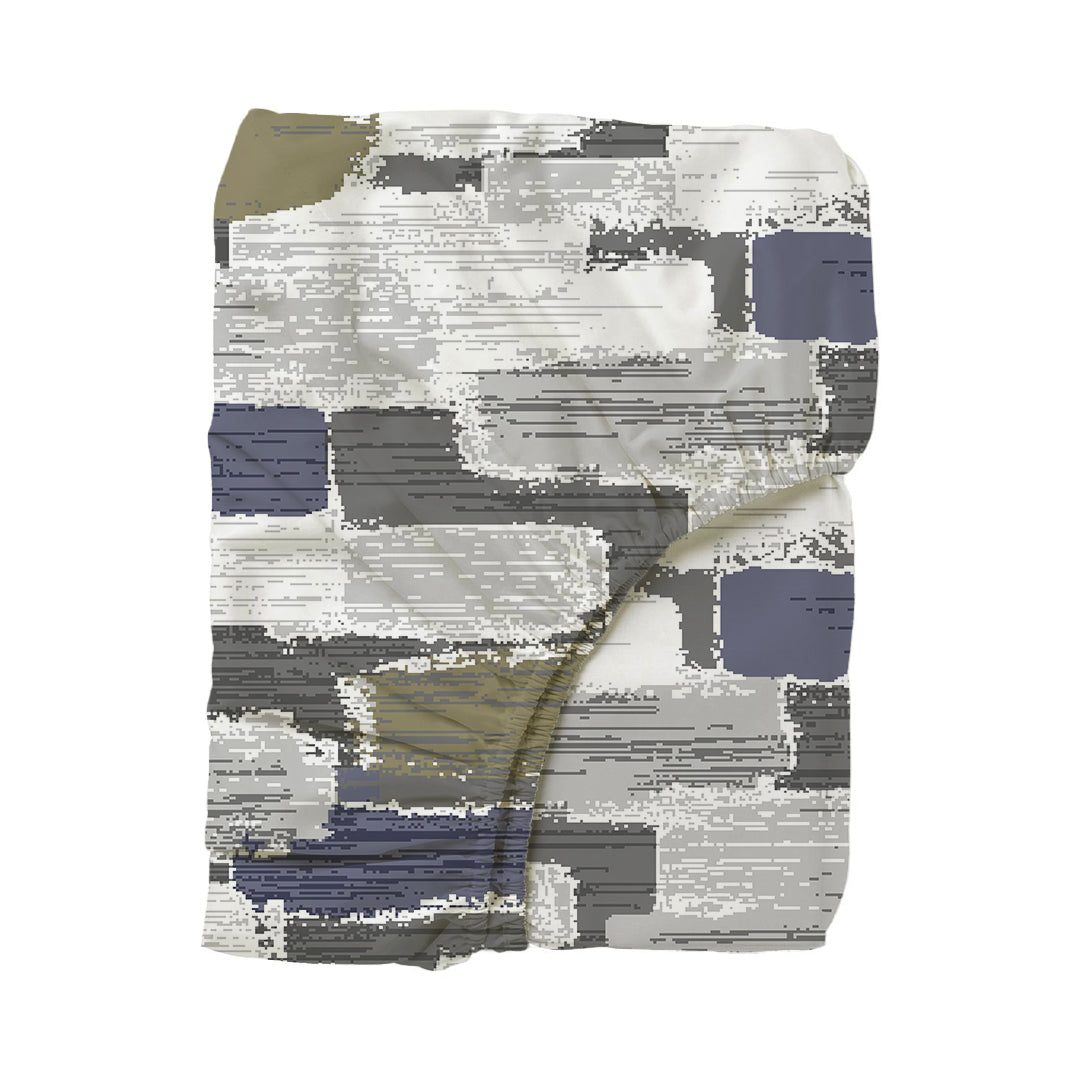 Serene Nest Printed Fitted Sheet Set Blue Olive / King
