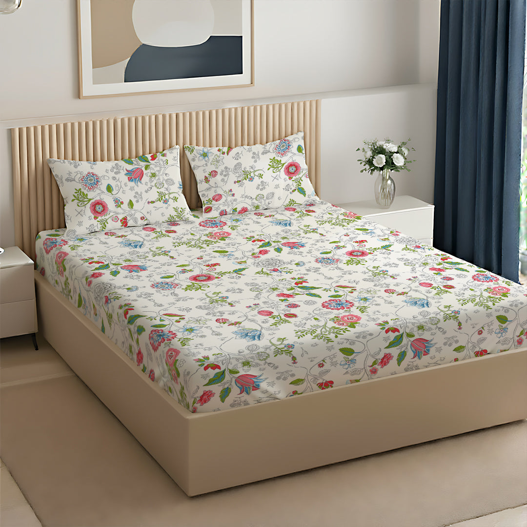 Pure Nest Printed Bedsheet Set Peach / King