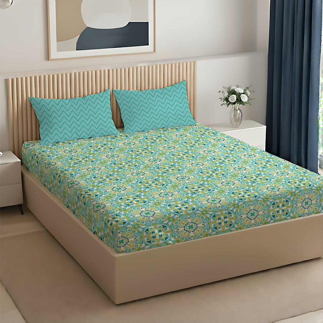 Pure Nest Printed Bedsheet Set Teal / King