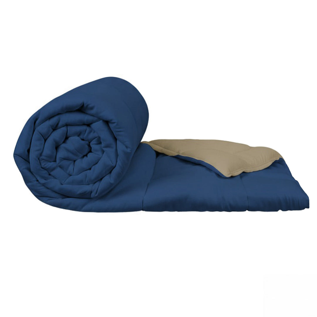 Hush Haven Single Comforter Taupe & Navy Blue / Single