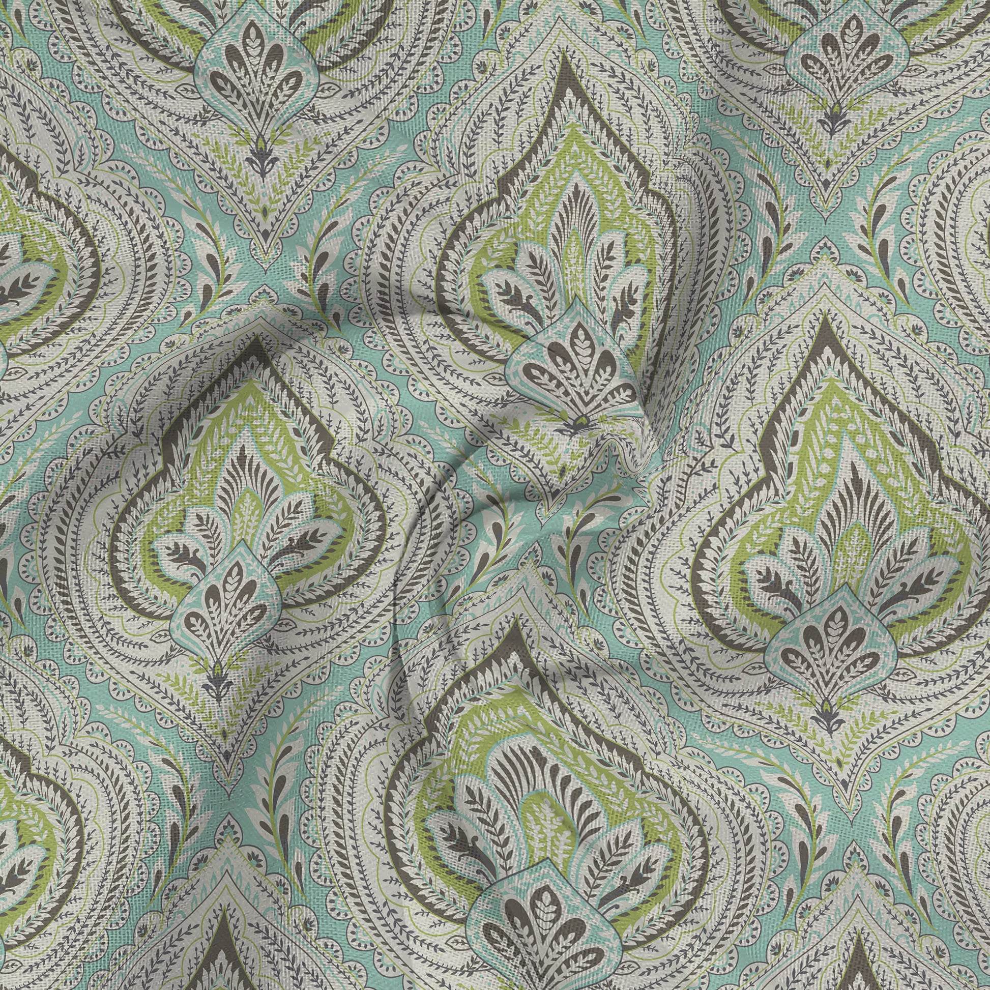 Serene Nest Printed Fitted Sheet Set Muted Green / Queen