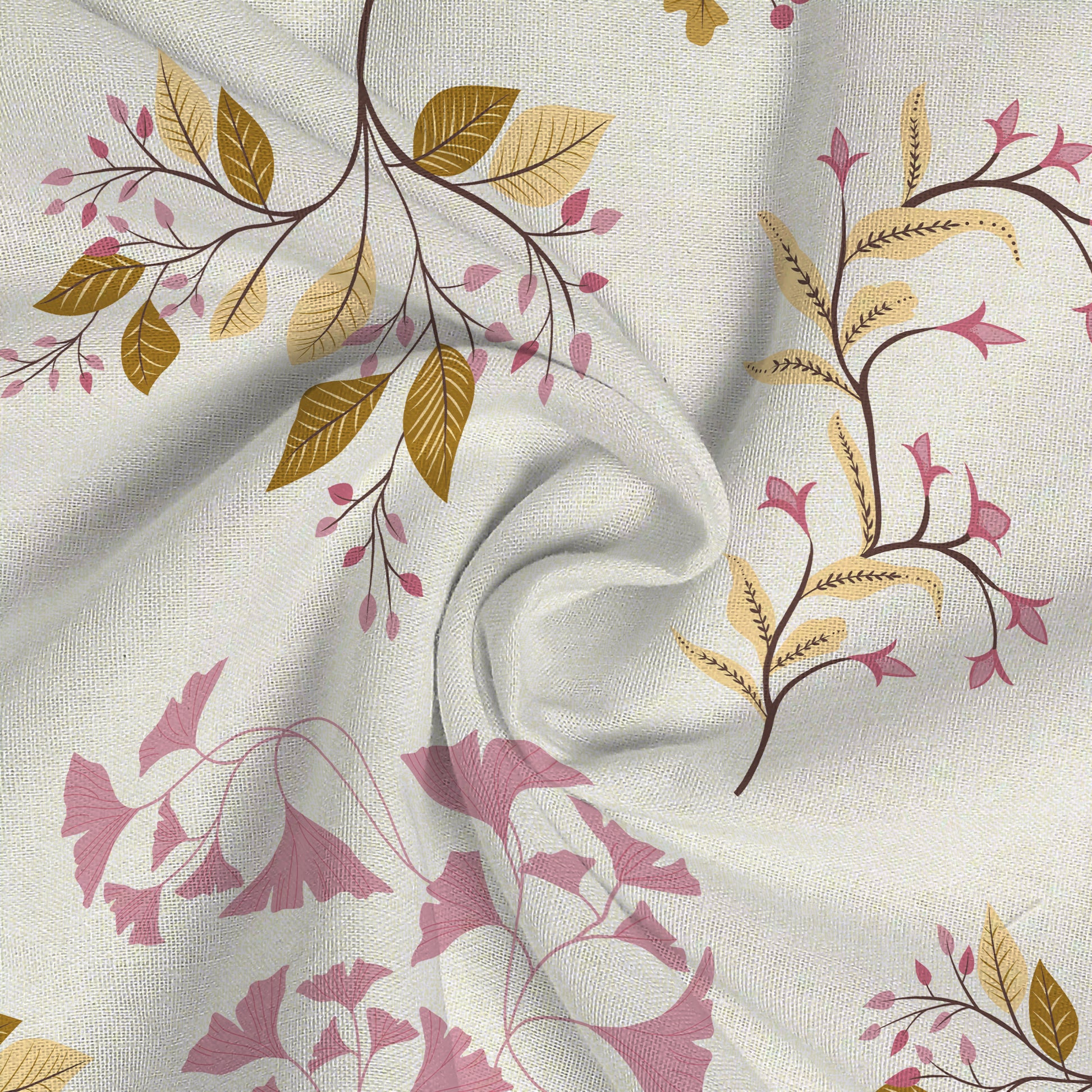 Serene Nest Printed Fitted Sheet Set Gold / Queen