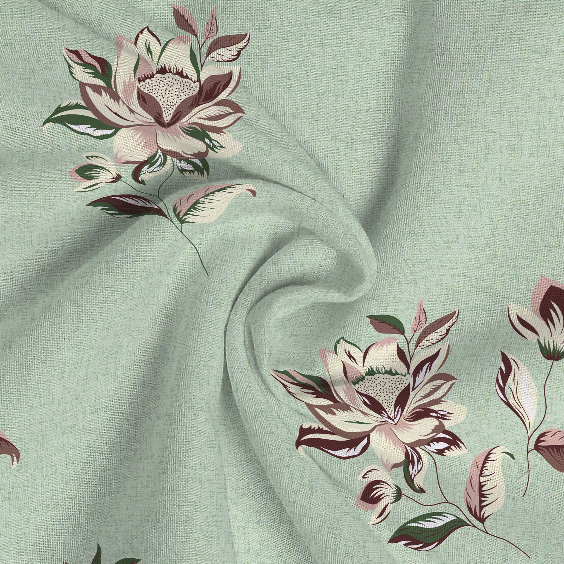 Serene Nest Printed Bedsheet Set Pistachio / King