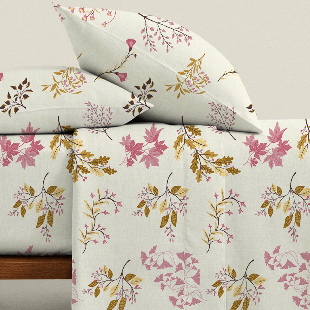Serene Nest Printed Fitted Sheet Set Gold / Queen