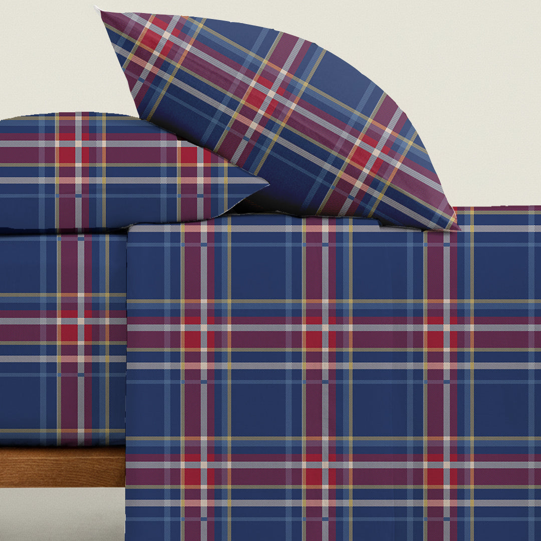Serene Nest Printed Fitted Sheet Set Blue Green / Queen