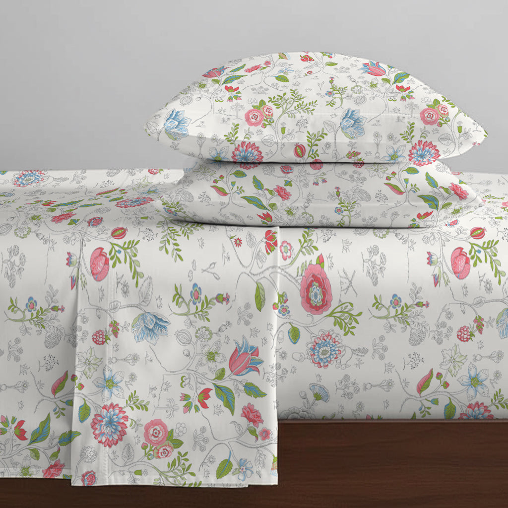 Pure Nest Printed Fitted Sheet Set Peach / Queen