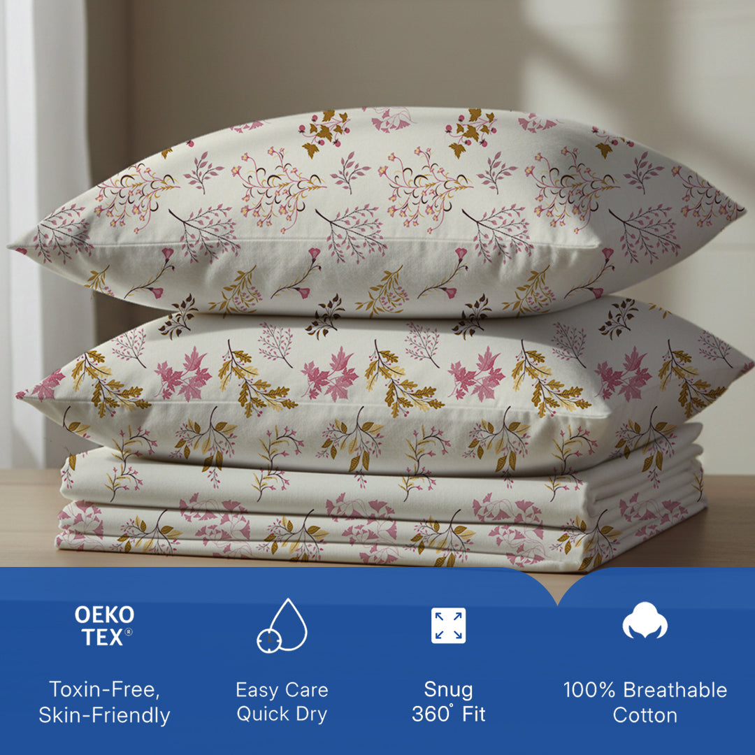 Serene Nest Printed Fitted Sheet Set Gold / King