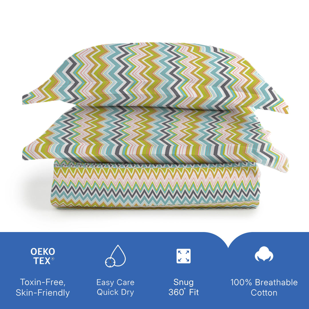 Pure Nest Printed Fitted Sheet Set Orange / Queen
