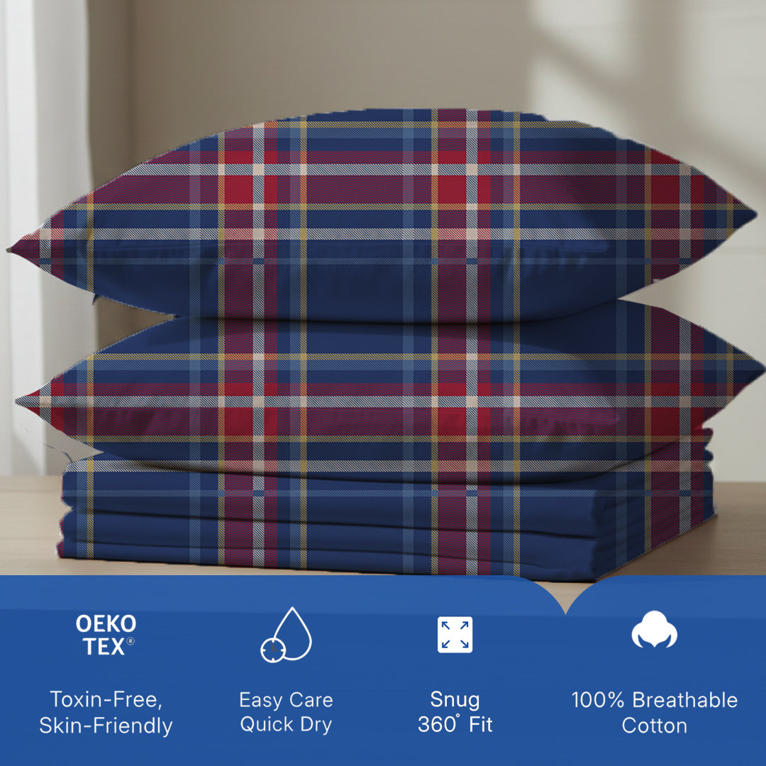 Serene Nest Printed Fitted Sheet Set Blue Green / King