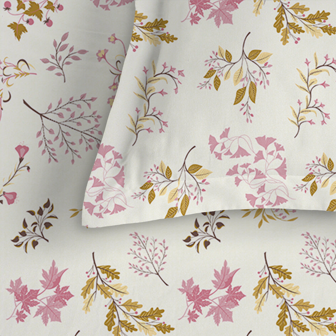 Serene Nest Printed Bedsheet Set Gold / Queen